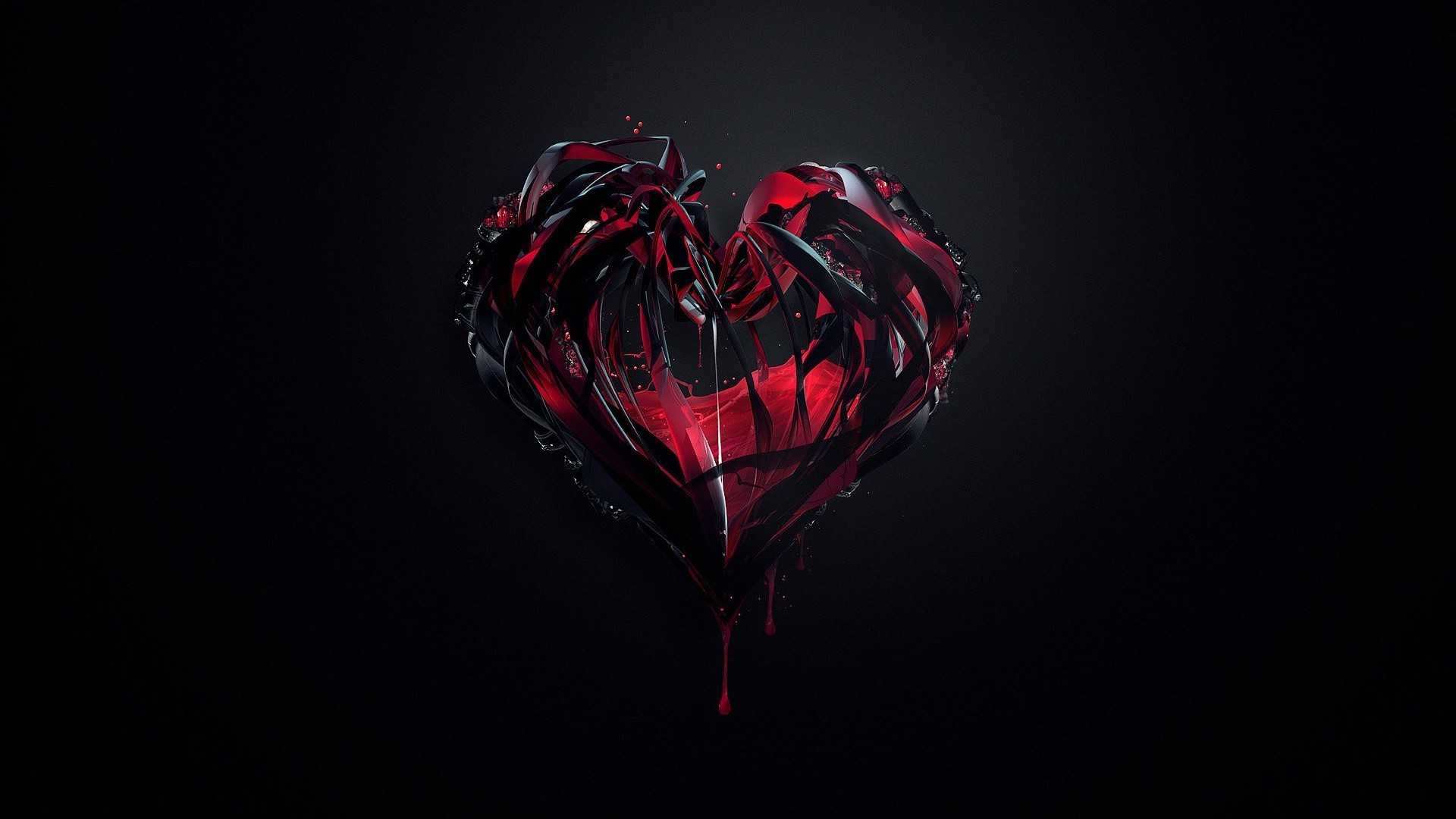 1920x1080 black digital art heart red reflection artwork dark background Justin  Maller light color flower hearts darkness