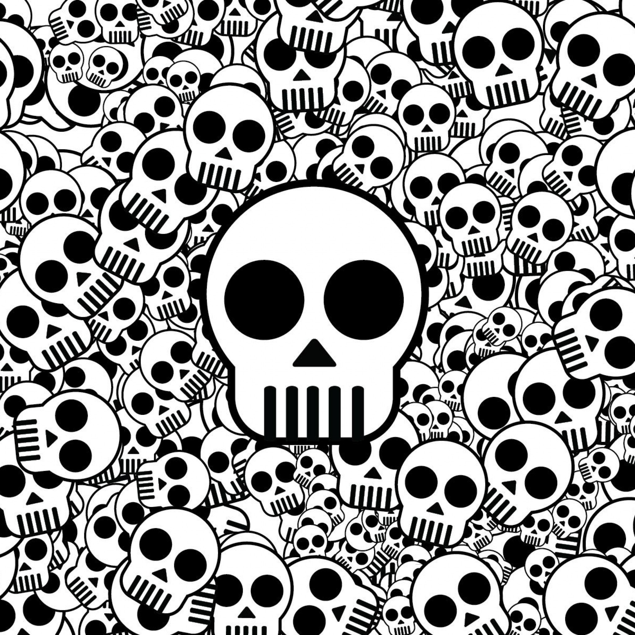 2048x2048 Preview wallpaper skull, texture, black white, surface 