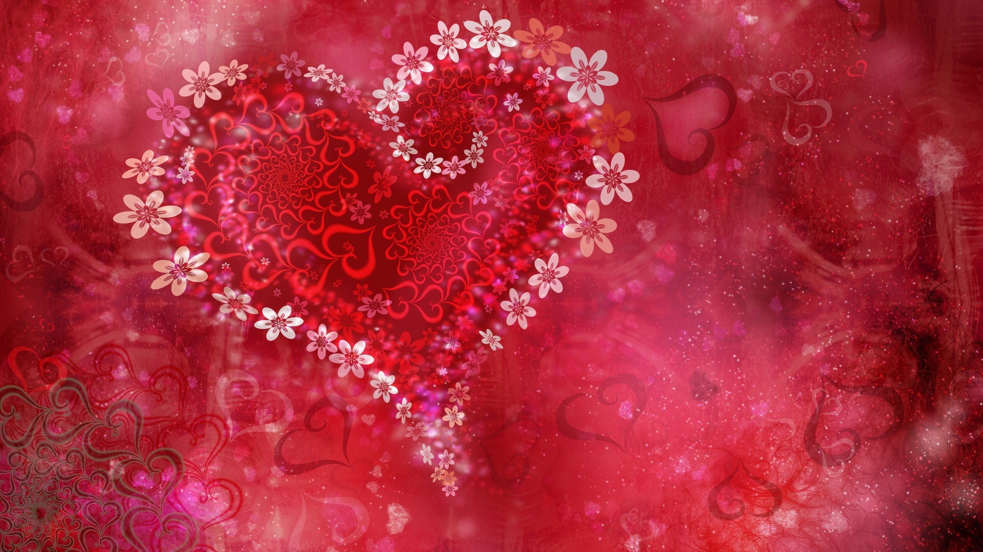 1920x1080 Red Heart Abstract Backgrounds for Presentation - PPT Backgrounds Templates