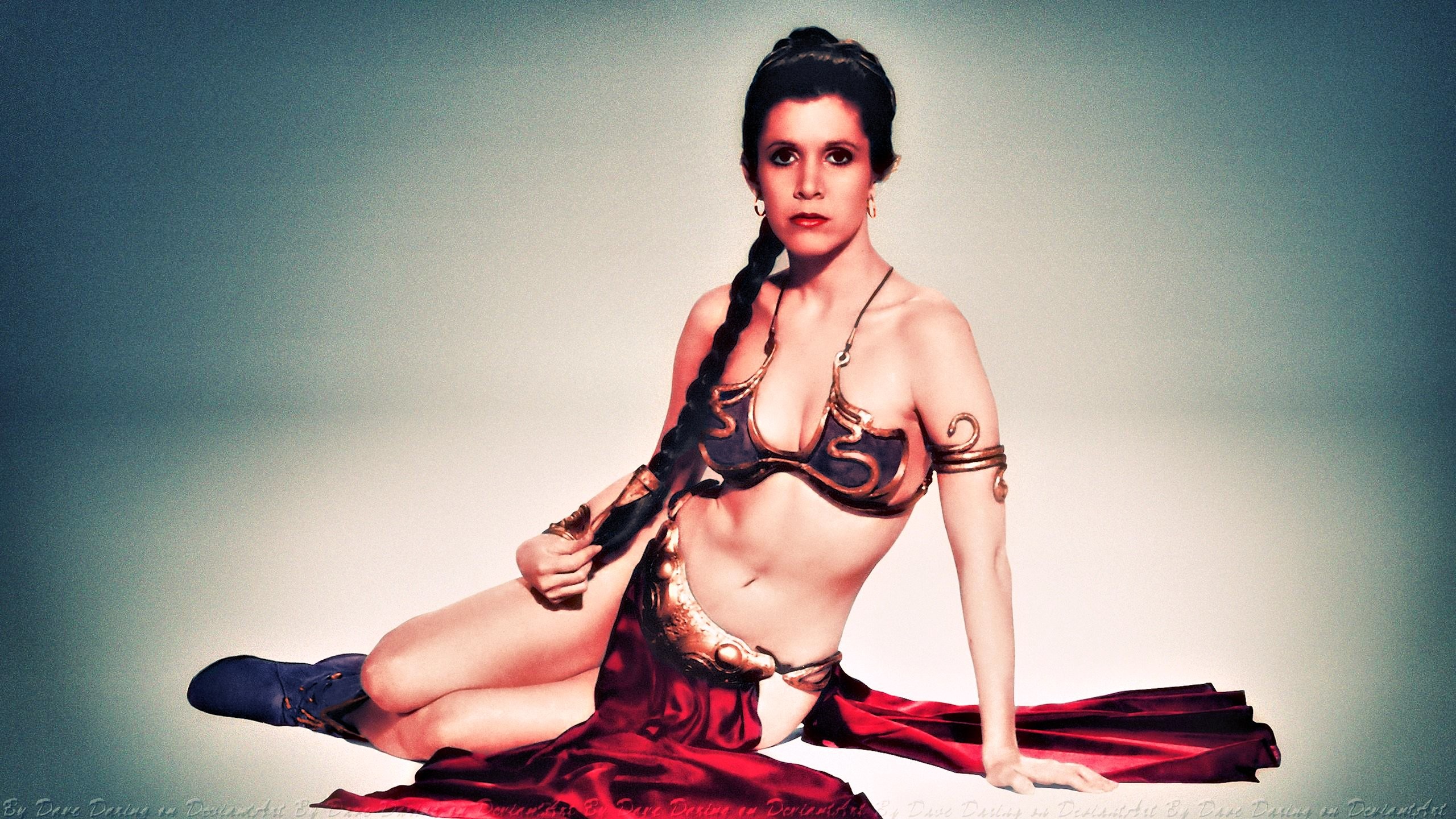 2560x1440 ... Carrie Fisher Slave Girl Princess VII Colourized by Dave-Daring