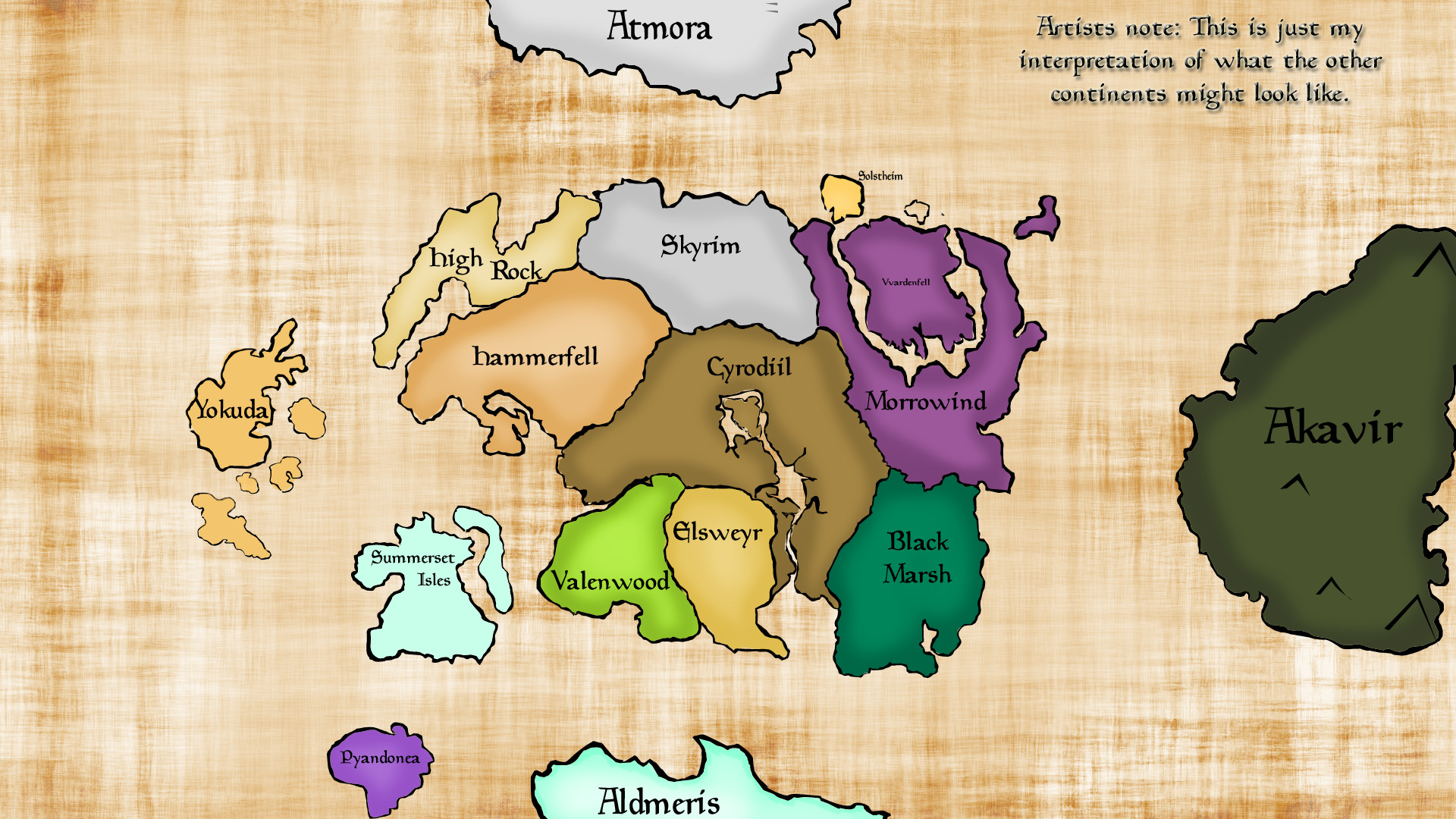1920x1080 Elder Scrolls continent map