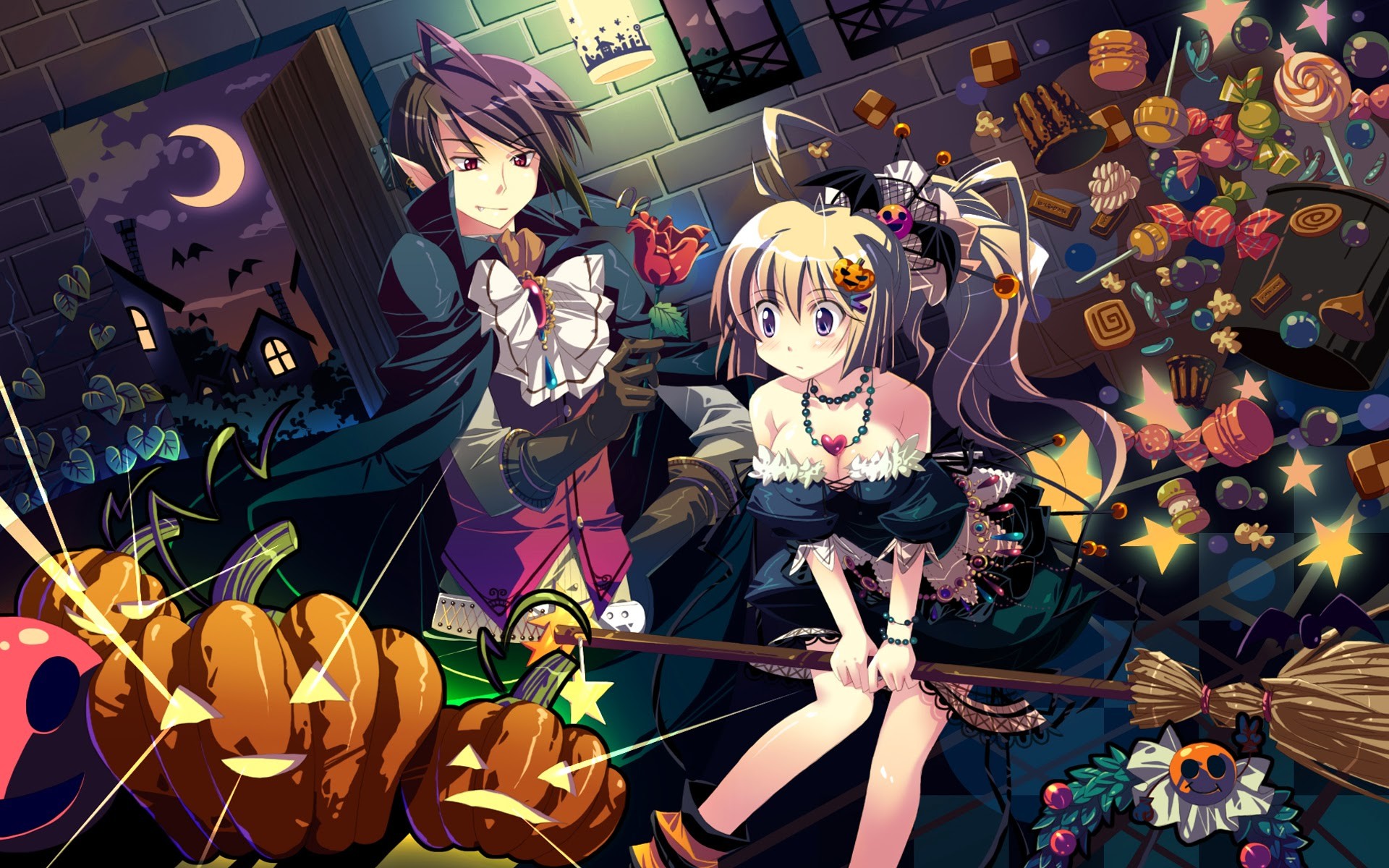 1920x1200 cute anime girls pumpkin lantern halloween wallpaper hd 1920x1080 a160  Source Â· Cute Halloween Vampire Wallpaper WallpaperSafari