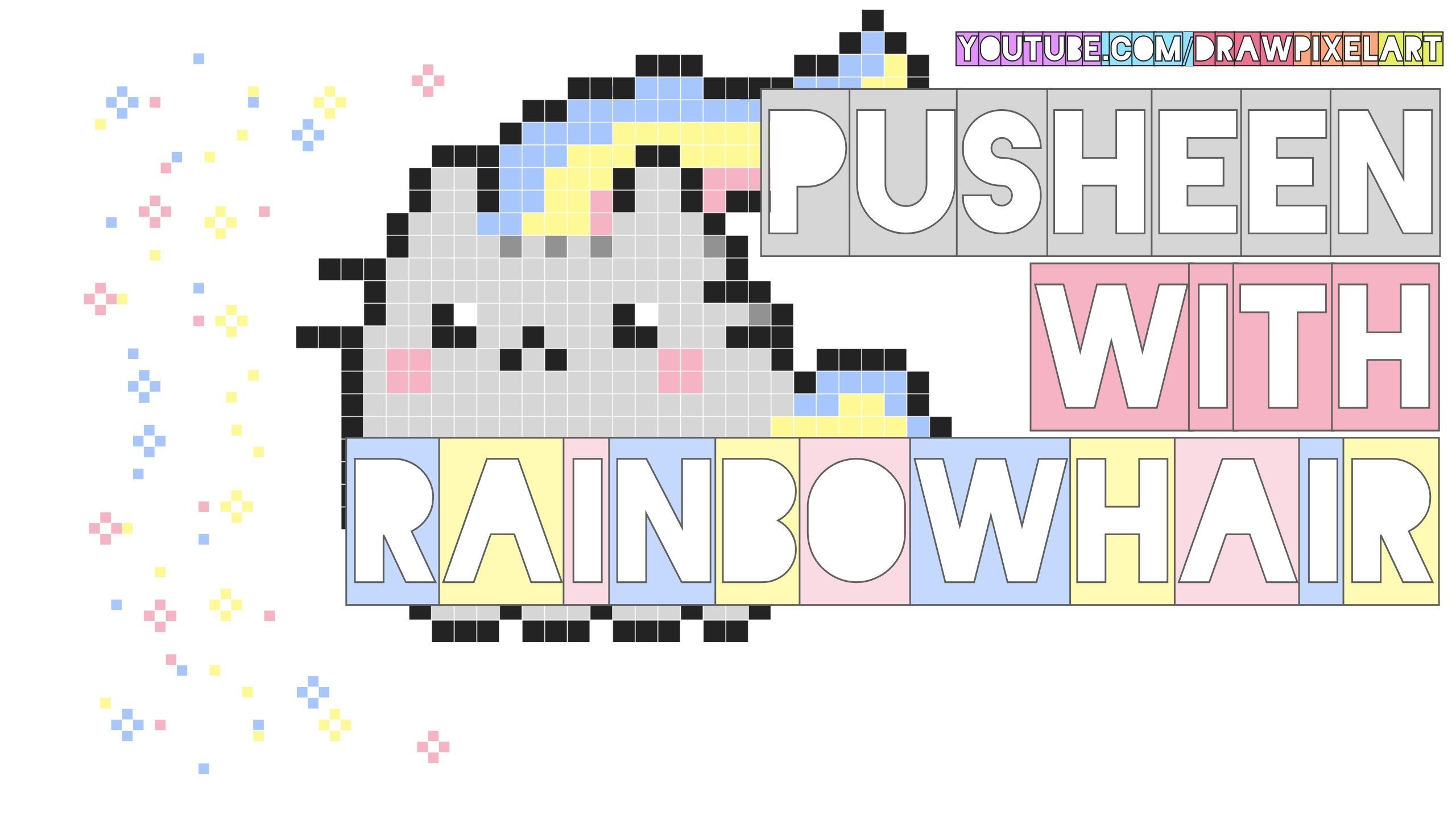 2560x1440 how to draw pusheen with rainbow hair | animated | kawaii pastel doodle  perler beads | drawpixelart - YouTube