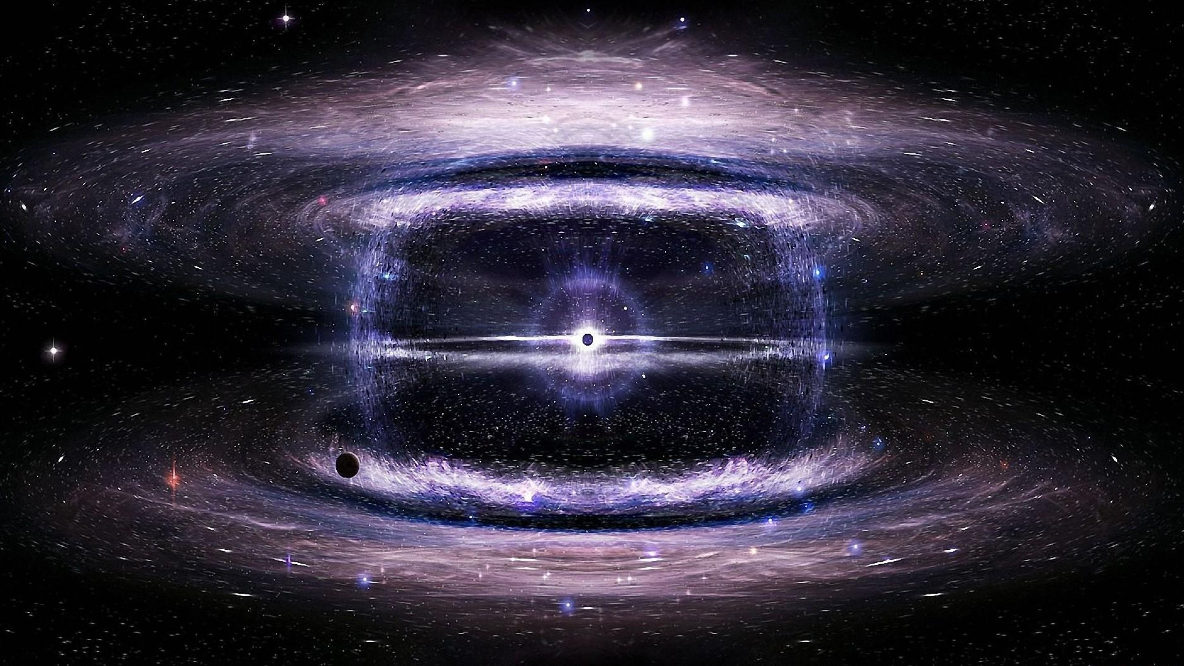 3840x2160 Wallpaper  black hole, space, stars, circles, universe 4K .