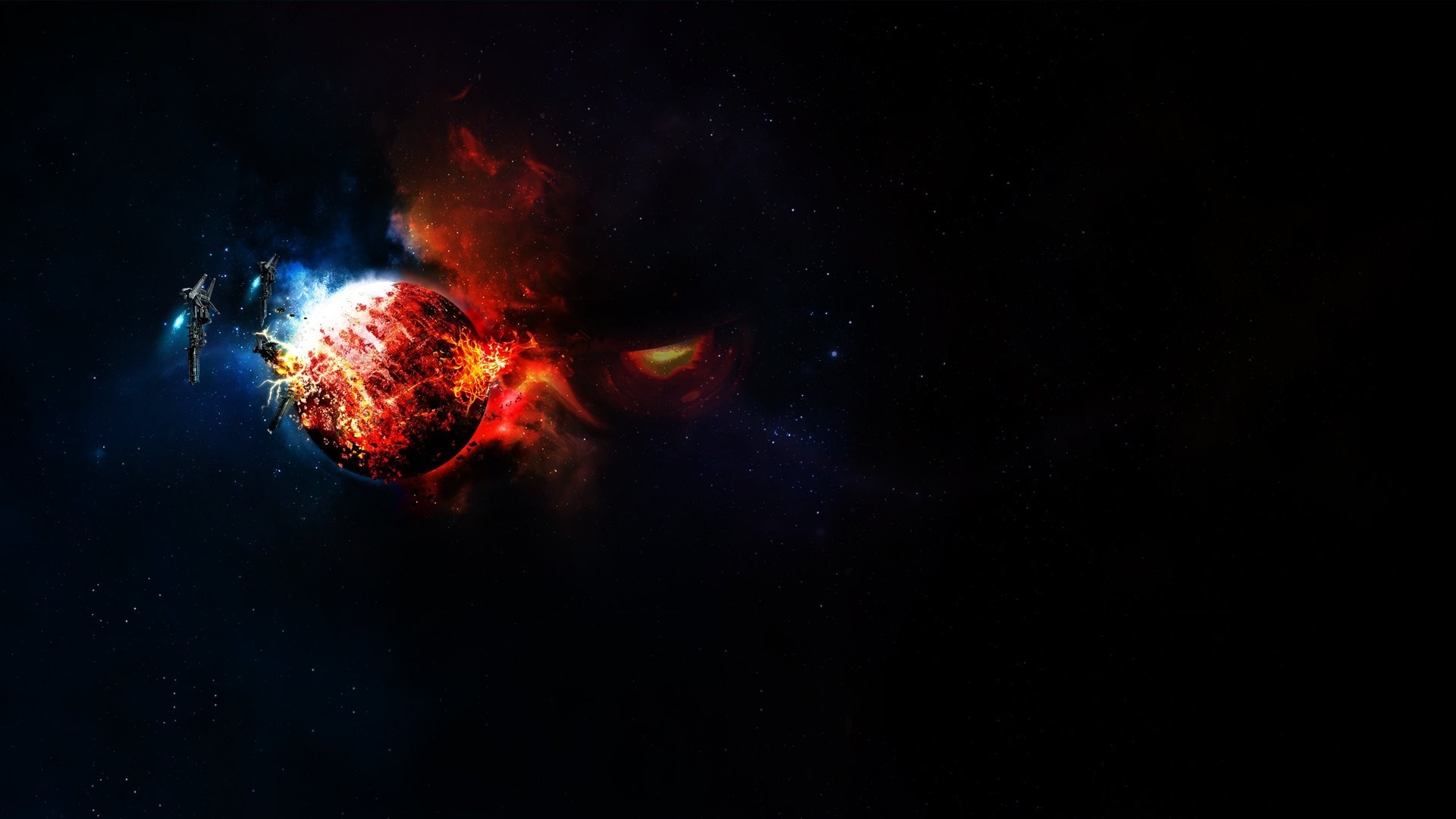 1920x1080 space universe spacecraft explosion