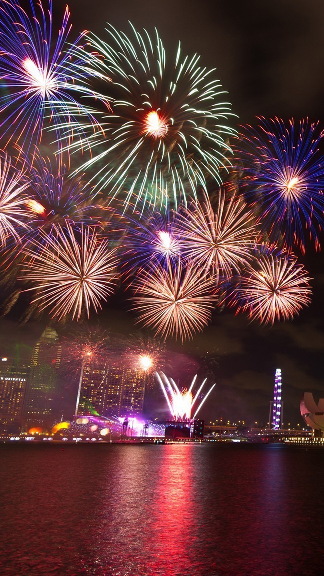 1080x1920 New Year Fireworks wallpaper locations. Download: left; right