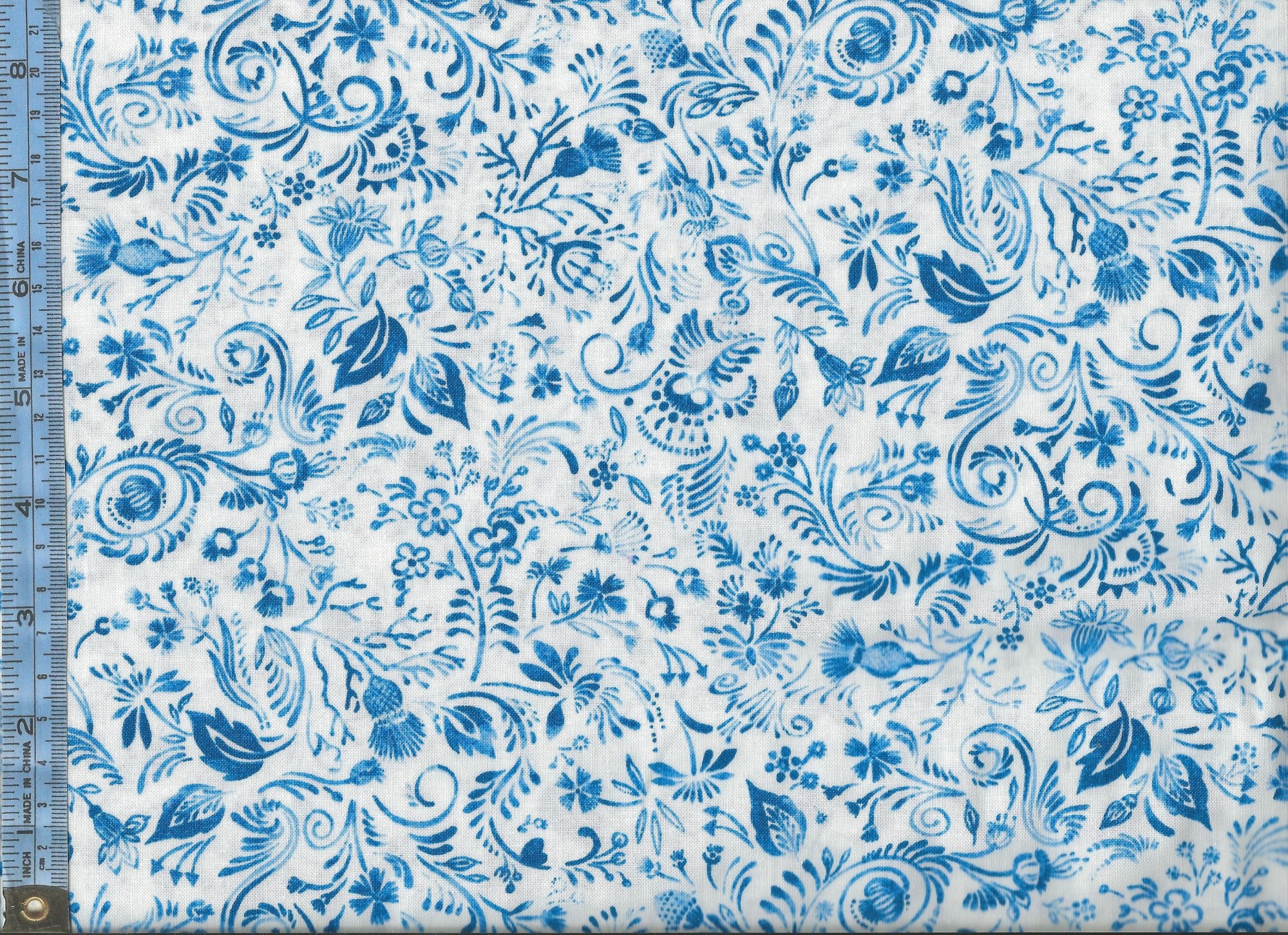 2000x1452 Flow Blue Garden - navy blue floral and leaves on white background