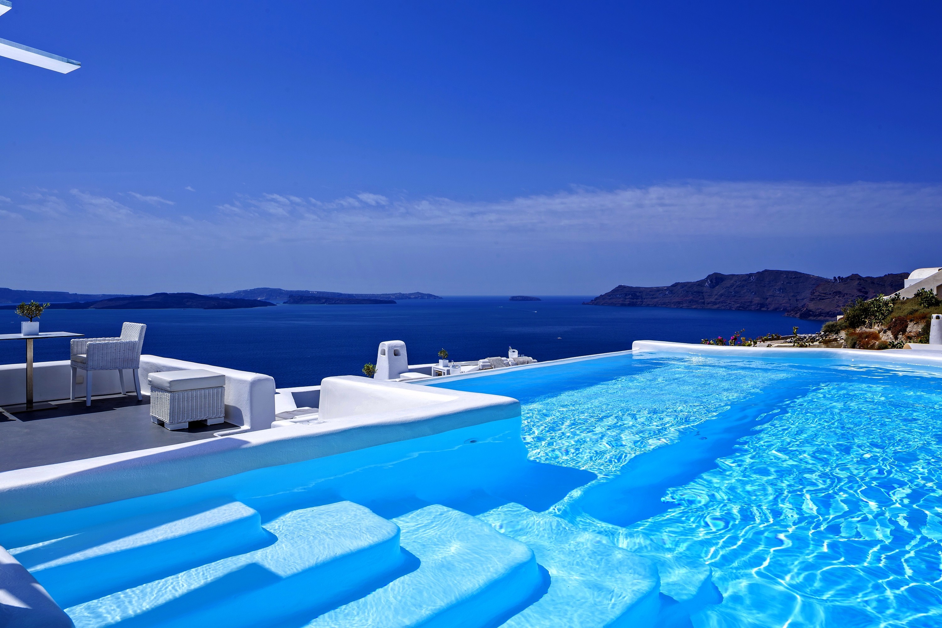 3000x2000 Infinity New Luxury Santorini Greece Hotel Canaves Pool Sunny Beach Desktop  Wallpaper - 