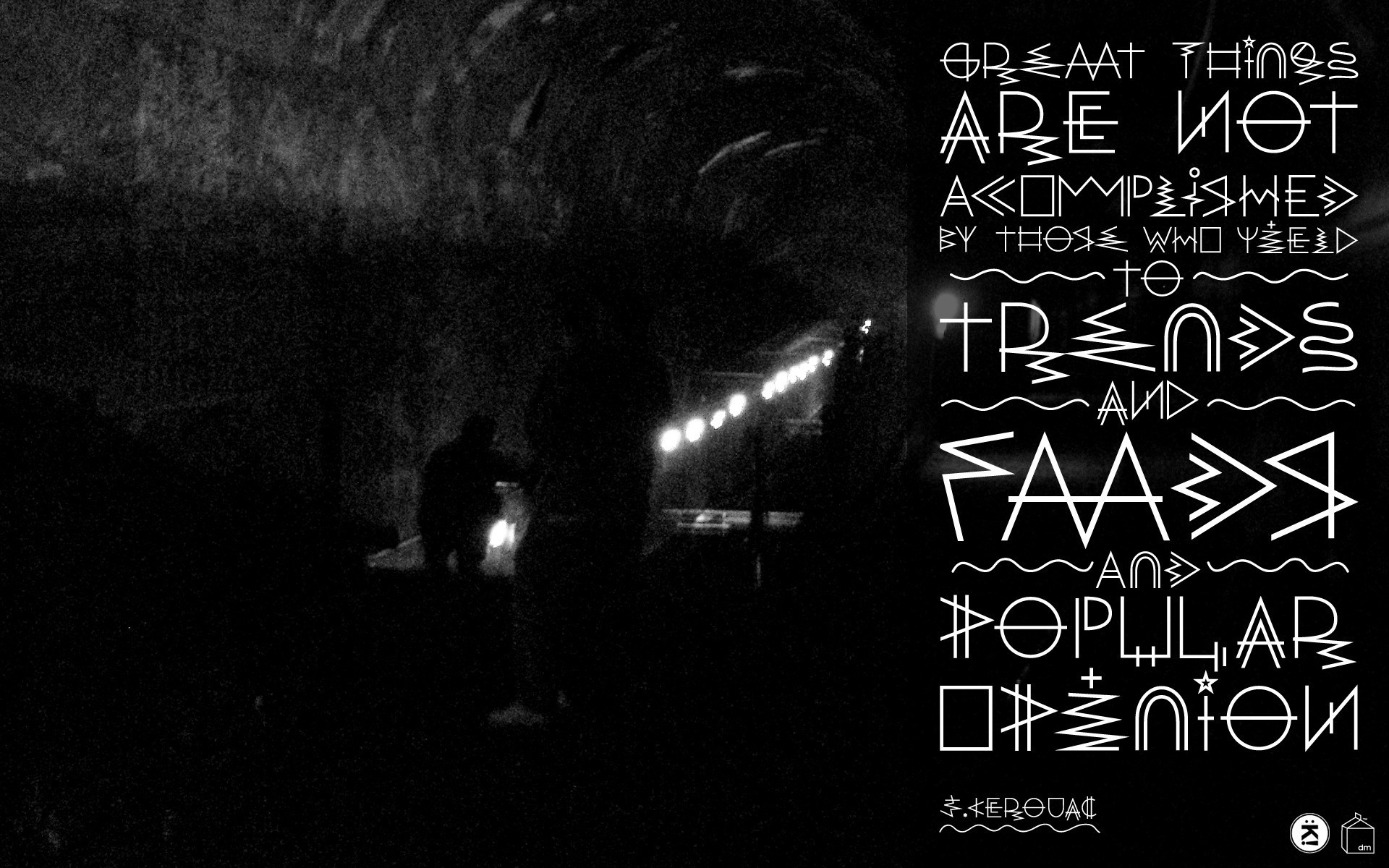 1920x1200 Barcelona underground tunnels grayscale font jack kerouac wallpaper