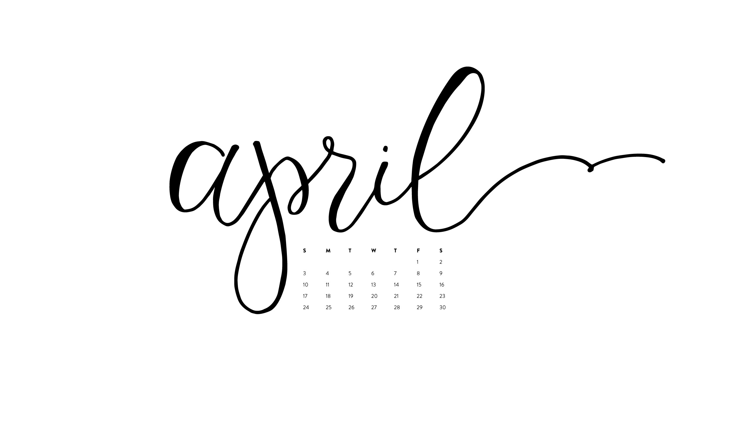 2560x1440 Calendar Â· Happy April Â· Verse
