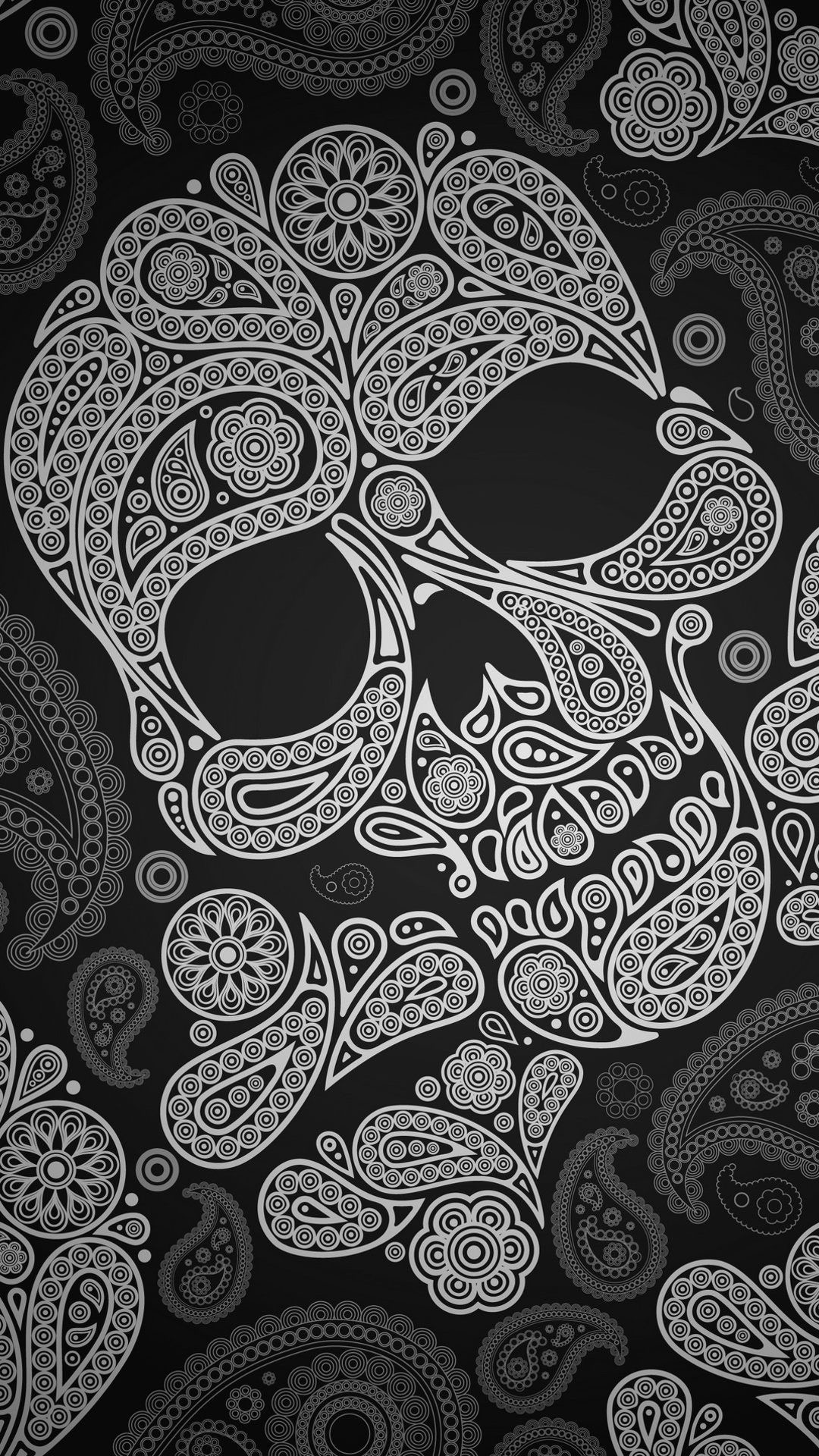 1080x1920 Hard Skull Black Paisley Beautiful Rock Bikers Tracery Gothic Simple  Unicolor Brutal HD iPhone 6 plus Wallpaper