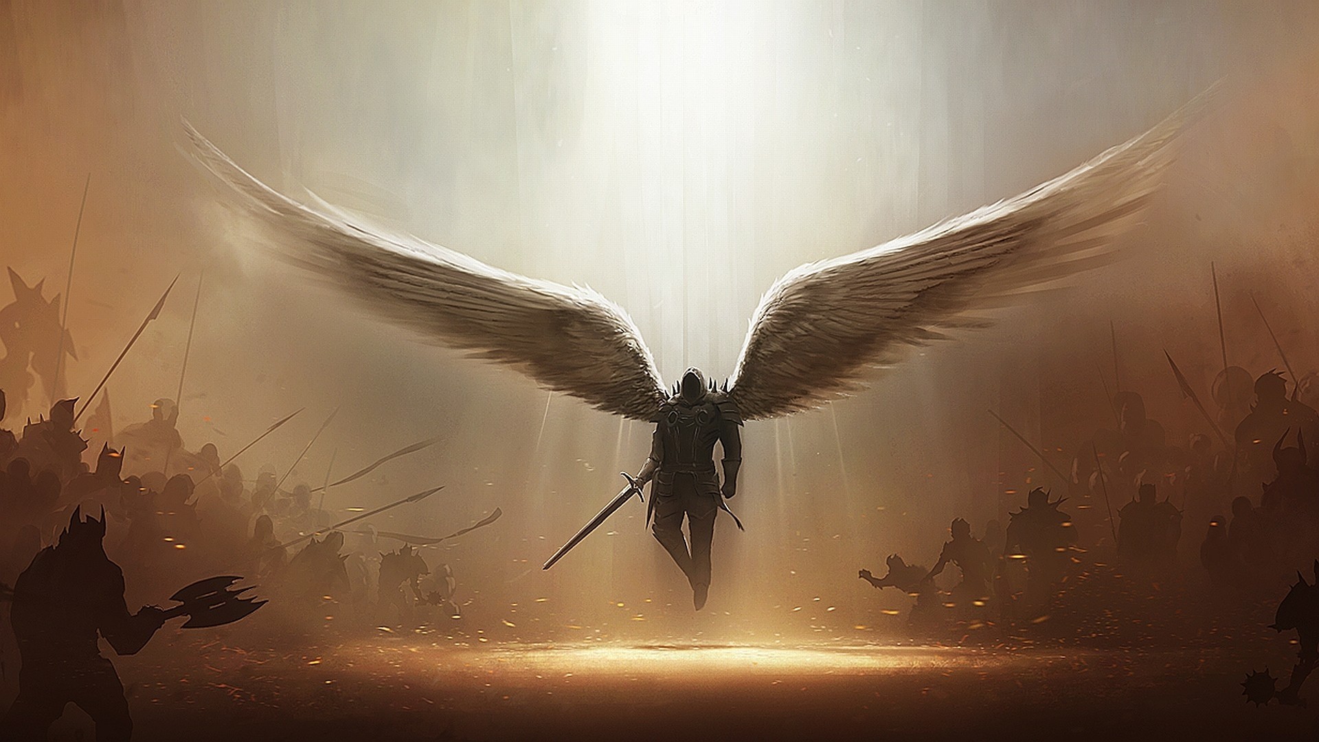 1920x1080 Preview wallpaper devil may cry, character, wings, army, light, sword  