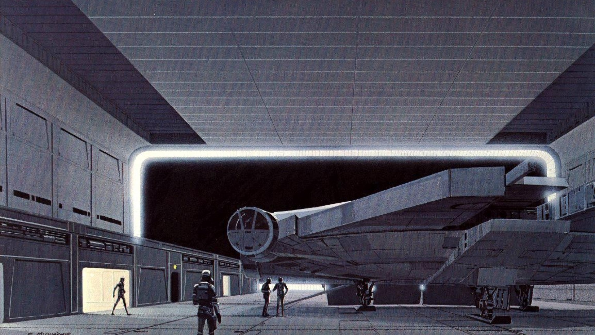 1920x1080 Science fiction artwork ralph mcquarrie hangar vi wallpaper