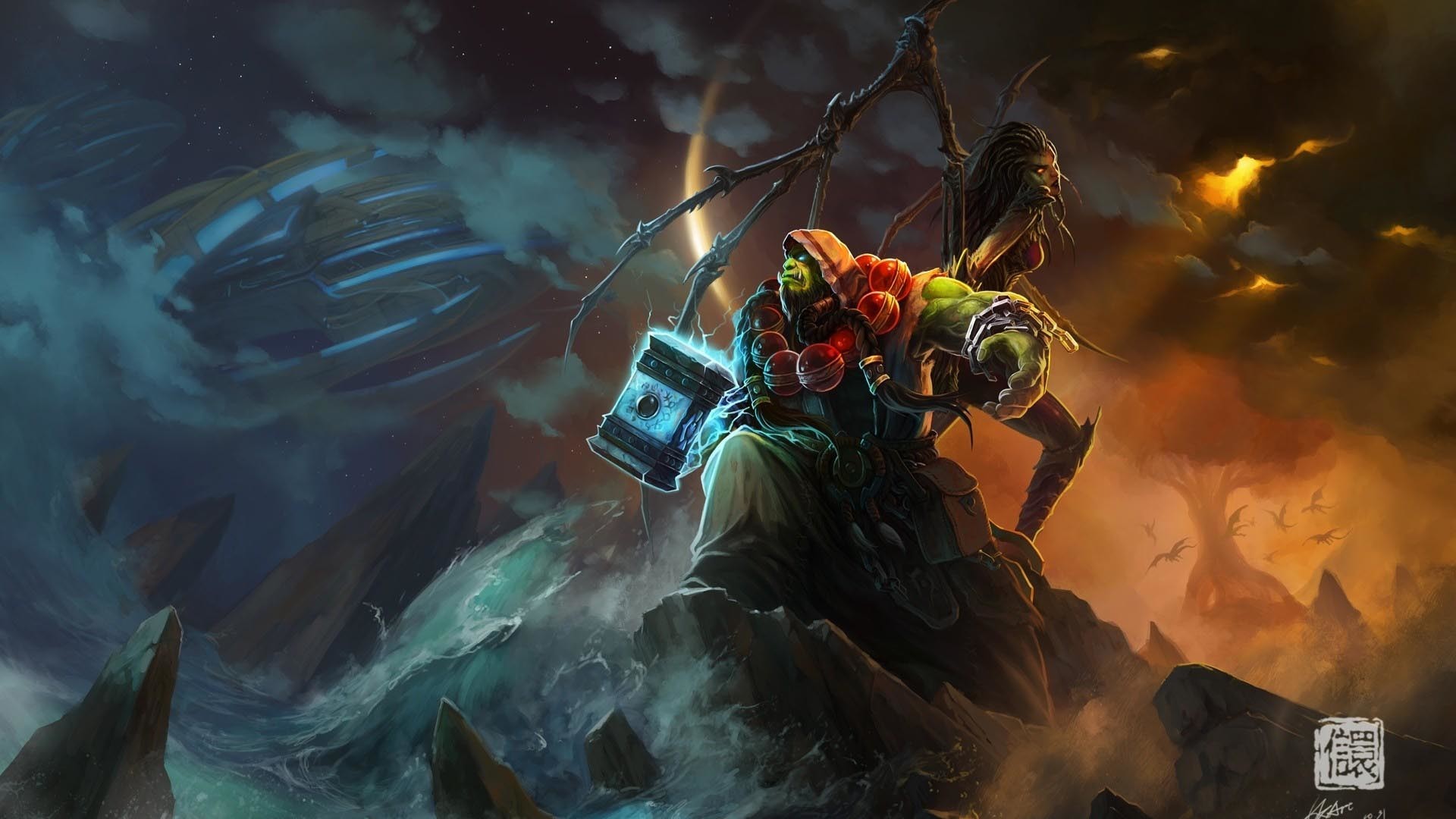 1920x1080 World of Warcraft Ocean Shaman Wallpaper - 1920 x Really nice World of  Warcraft wallpaper featuring a couple of characters readying themselves for  battle.