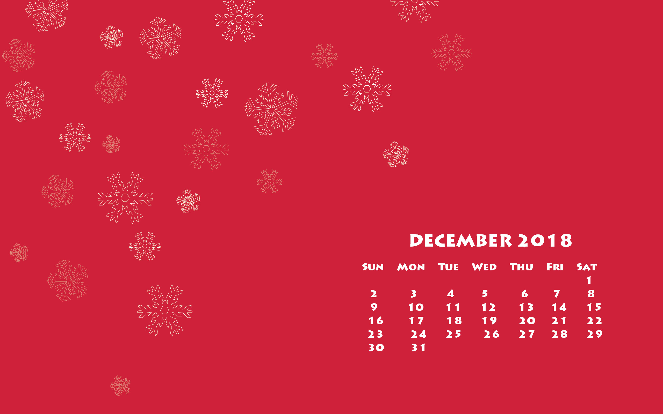 2560x1600 December 2018 Calendar Wallpaper December 2018 Desktop Calendar Wallpaper