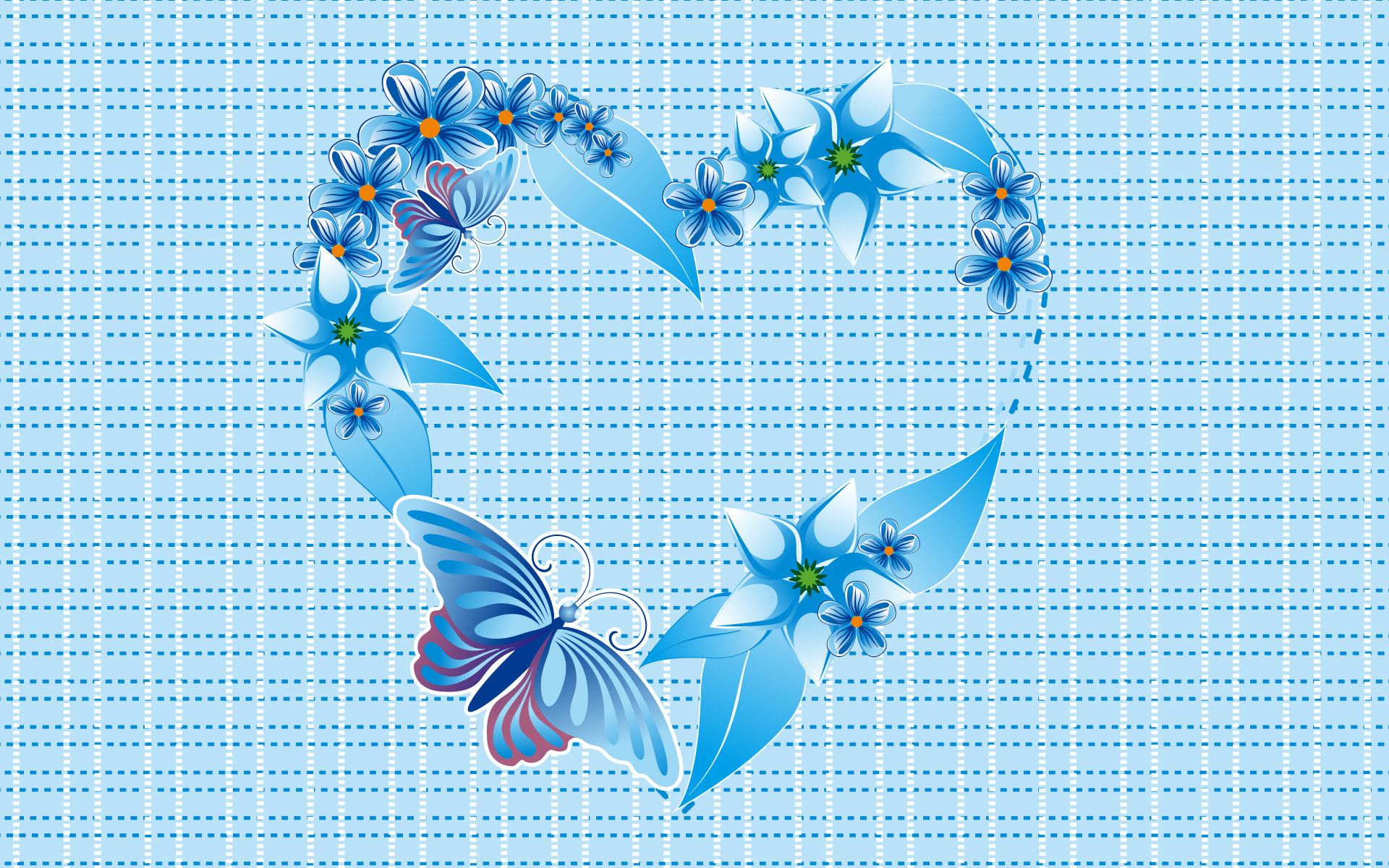 1920x1200 Blue butterfly heart backgrounds