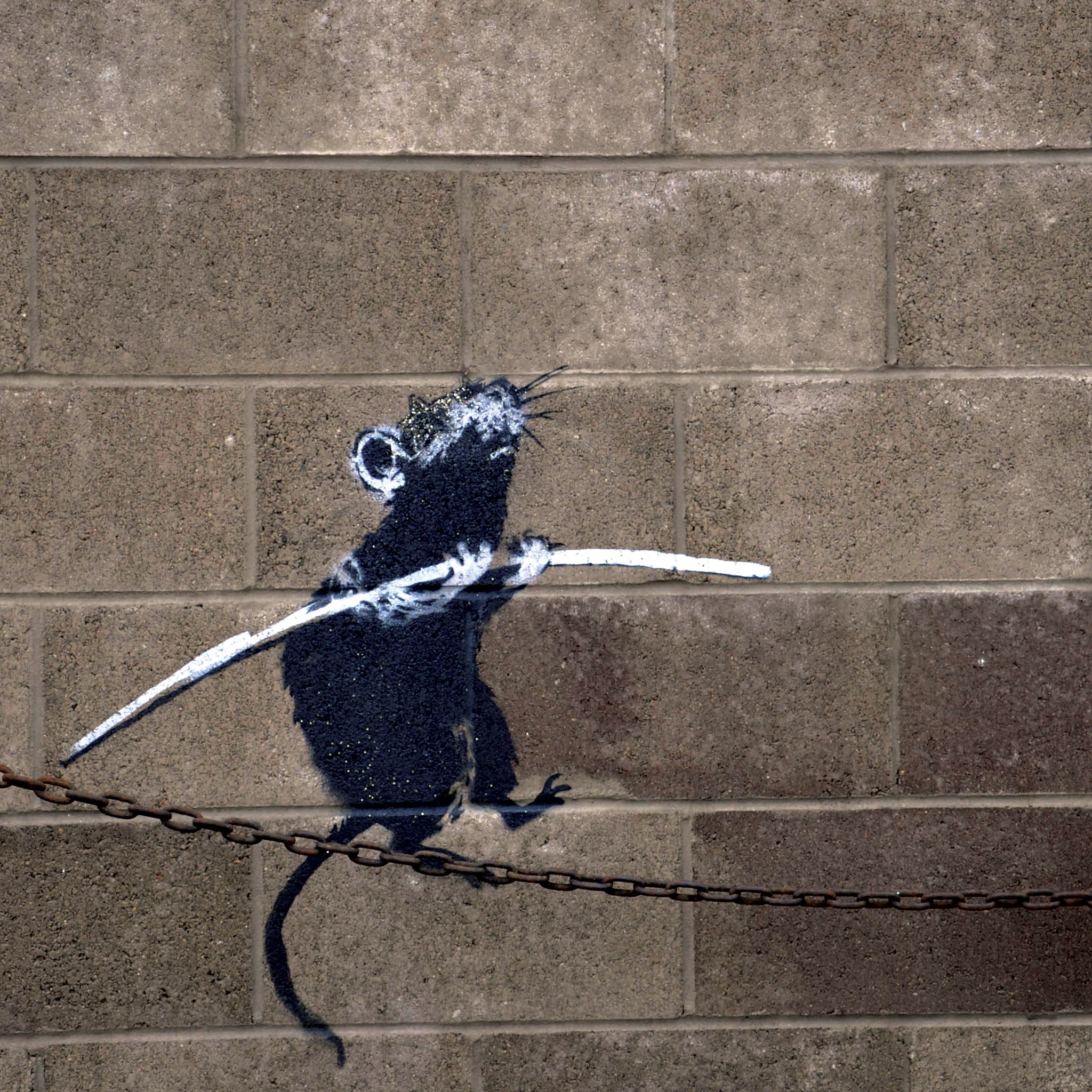 2048x2048 Banksy-Rat-on-Chain-3Wallpapers-iPad-Retina