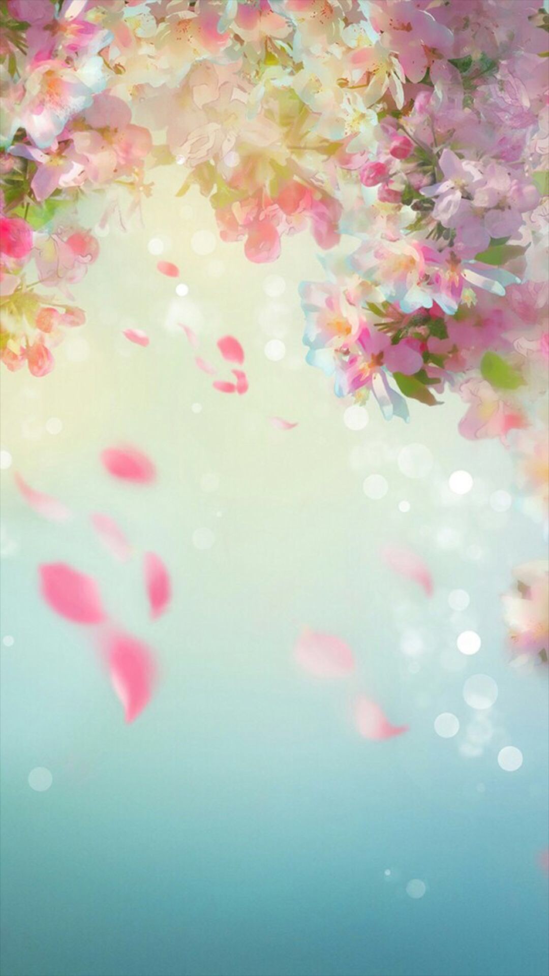 1080x1920 Flower petal painting wallpaper.Flowers, petal, dream, watercolor, green,  vintage