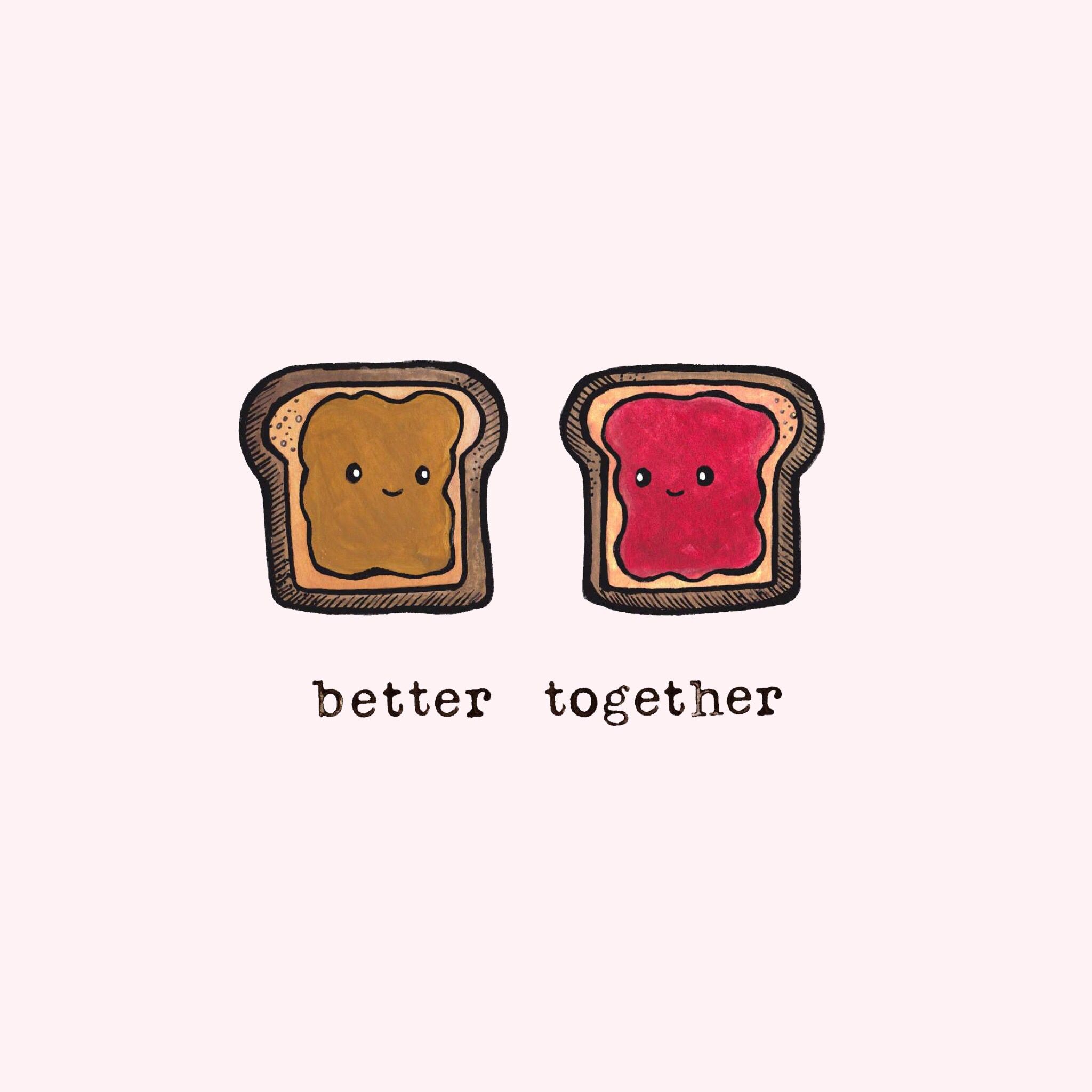 2048x2048 better together - peanut butter + jelly Food Wallpaper, Kawaii Wallpaper,  Cute Backgrounds,