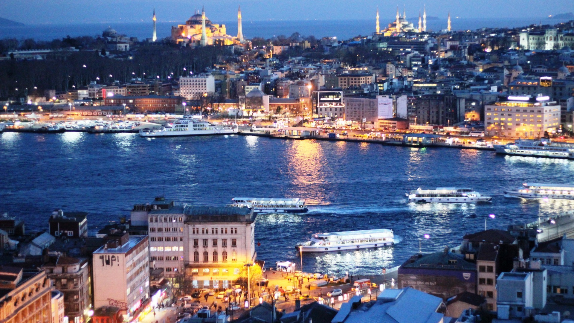 1920x1080 ... Istanbul Turkey Sea Buildings iPhone 8 Wallpaper Download | iPhone .