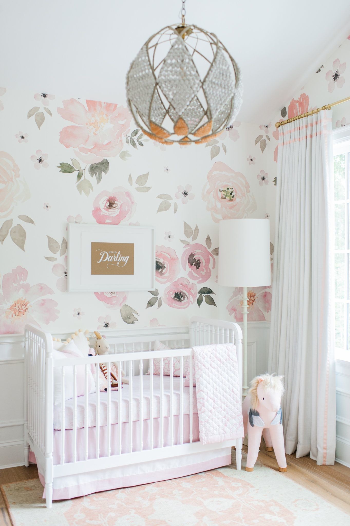 1363x2048 Love the wallpaper! Baby Girl Nursery Wallpaper, Wall Paper Nursery, Girl  Room Wallpaper