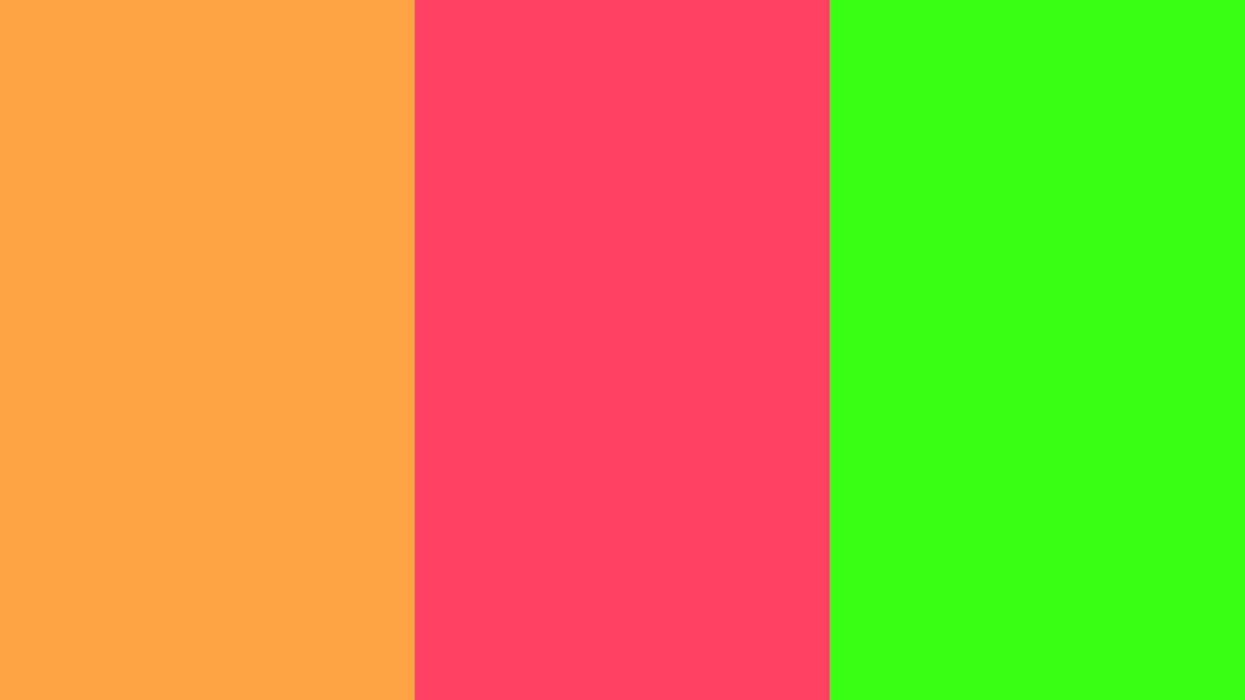2560x1440 Neon Carrot, Neon Fuchsia and Neon Green solid three color background .