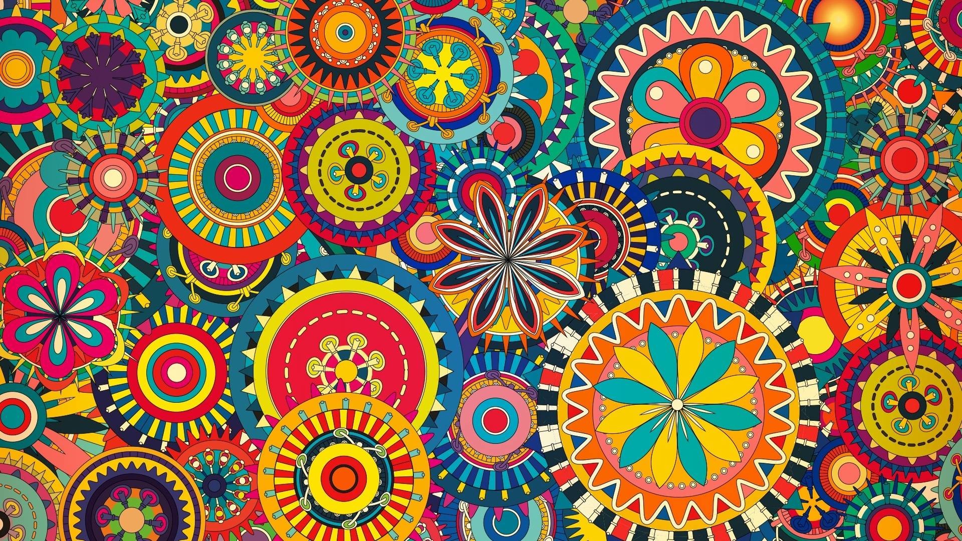 1920x1080  Multicolored Floral Shapes desktop PC and Mac wallpaper