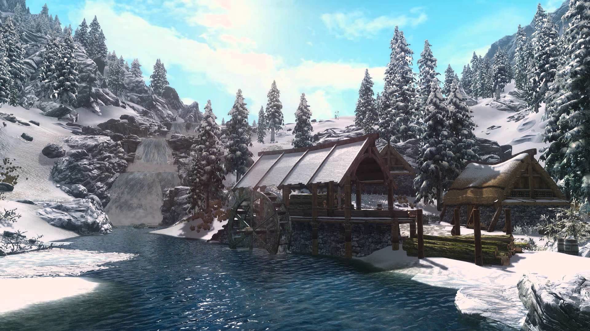 1920x1080 Animated Desktop Wallpaper - Winter Skyrim - Sunny Winter
