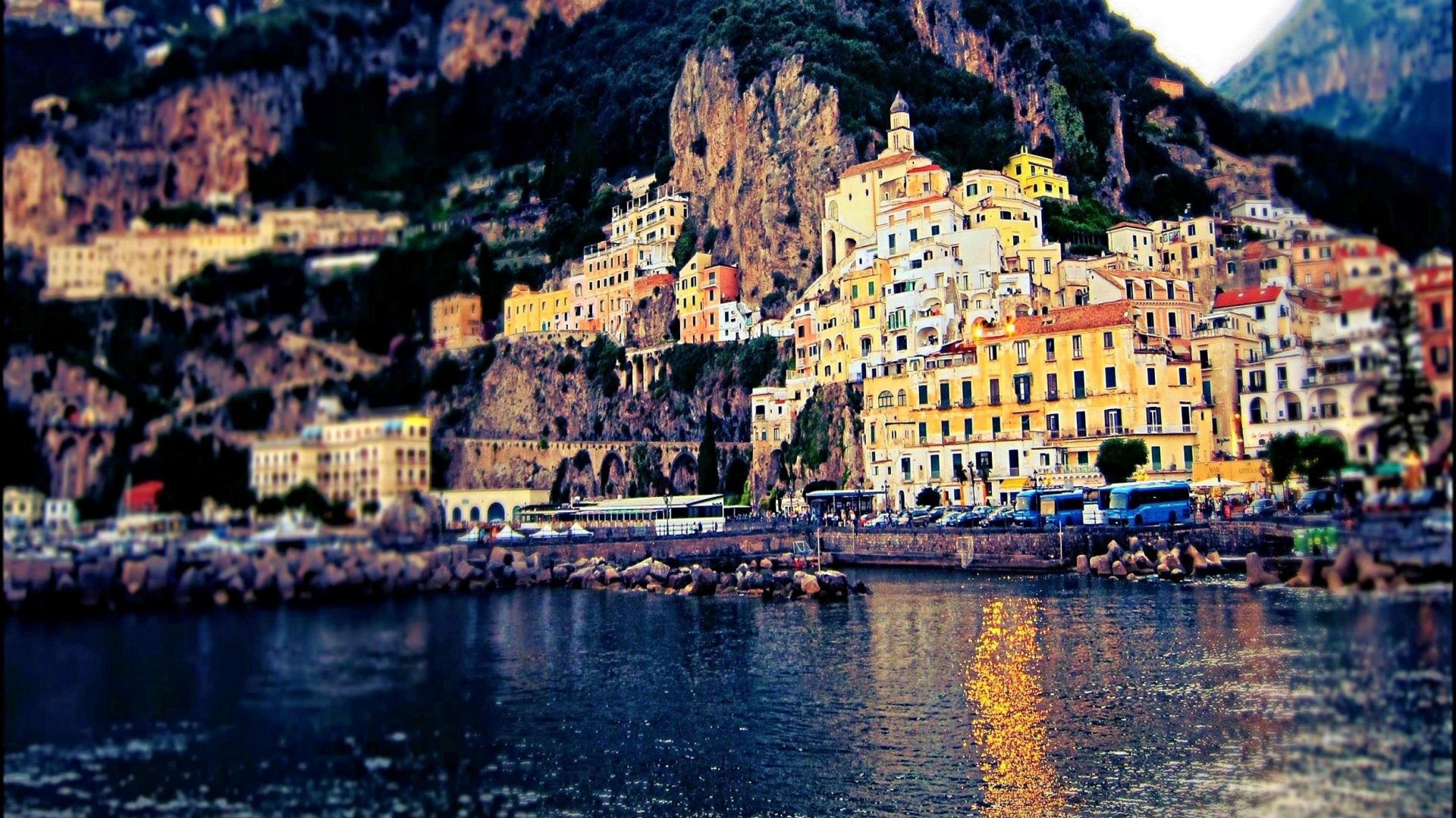 1920x1080 Other - Amalfi Coast Italy Town Rock Panorama View Architecture Landscapes  Sea Italia Wallpaper For Desktop