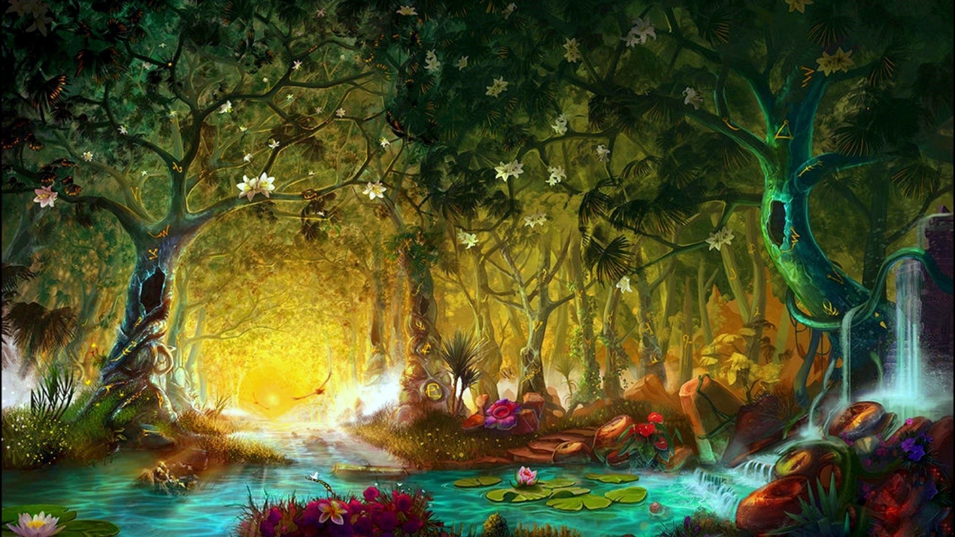 1920x1080 Wildlife Tag - Forests Nature Lotus Pond Birds Butterflies Enchanted  Animals Spring Cool Designs Paintings Attractions