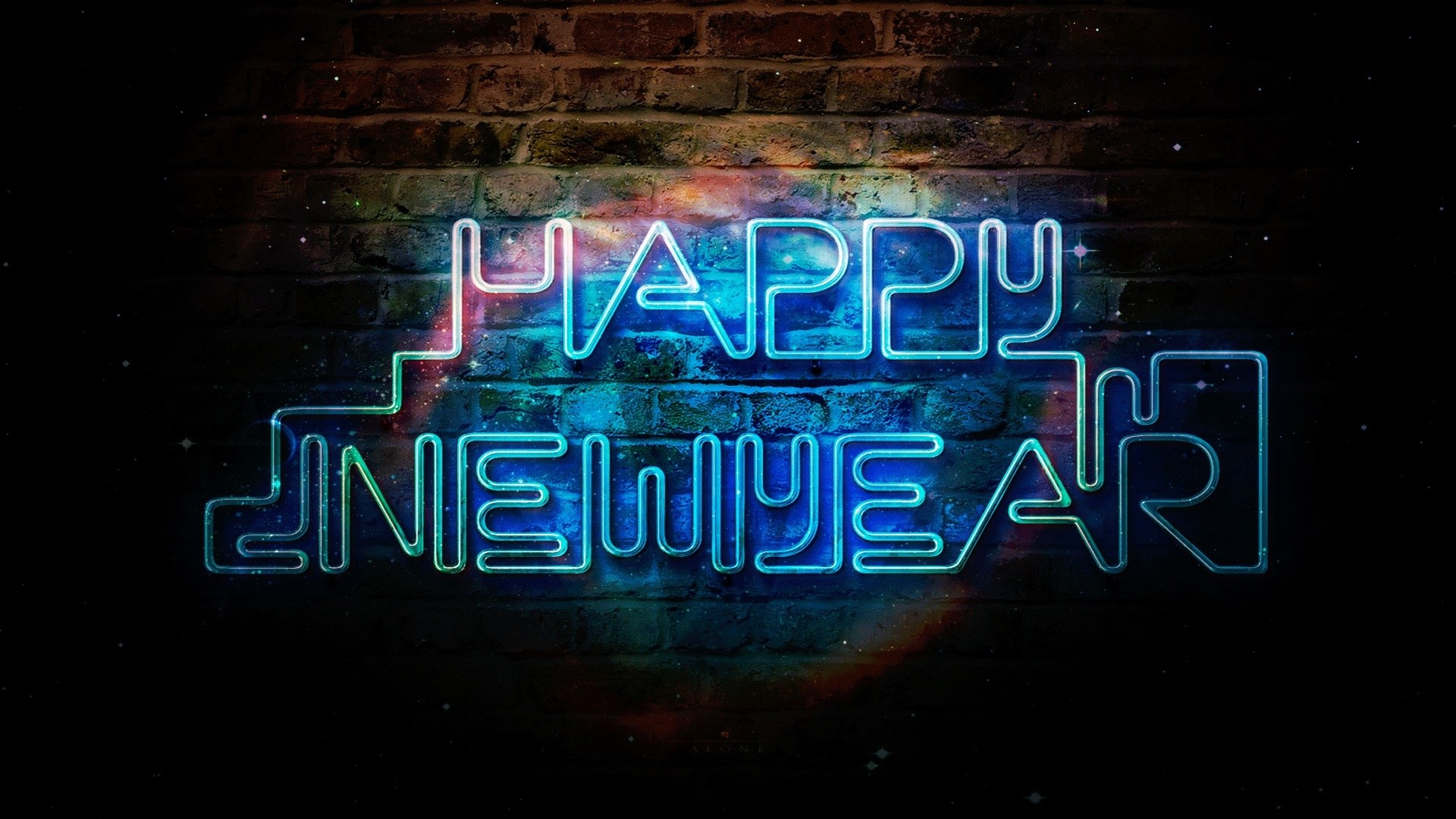 1920x1080 Happy New Year, blue neon wallpaper  Full HD