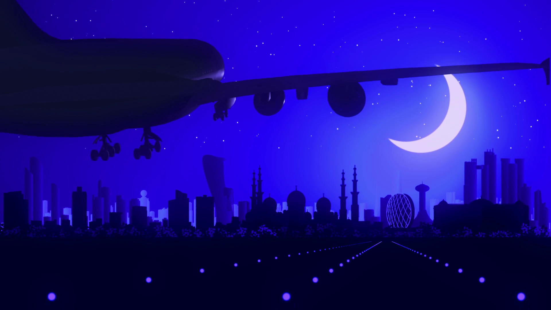 1920x1080 Abu Dhabi Airplane Landing Skyline Blue Moonlight Background Motion  Background - VideoBlocks