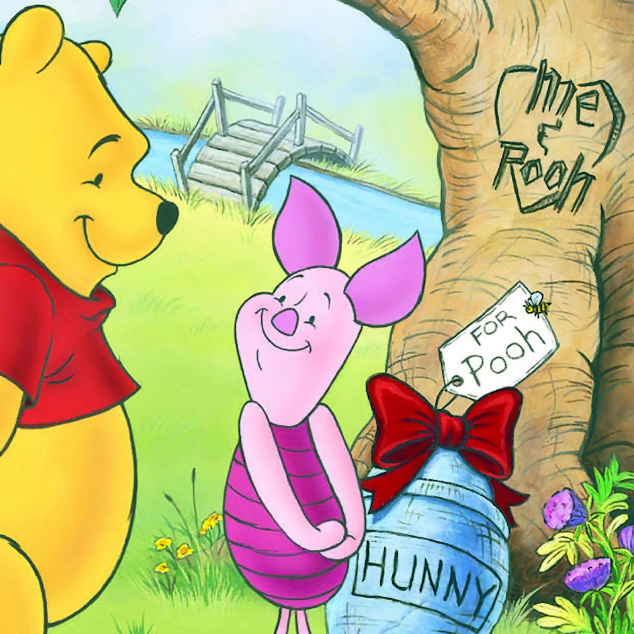 2048x2048 Pooh and Piglet Valentine's Day Wallpaper