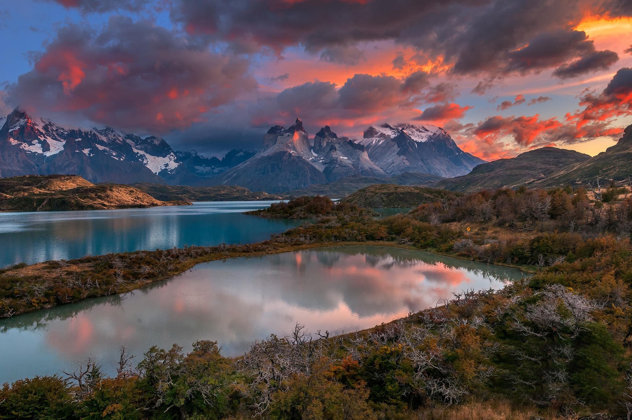2048x1360 love smell river, clouds, high definiton, chile,patagonia, windows desktop  images, flower backgrounds, mountains Wallpaper HD