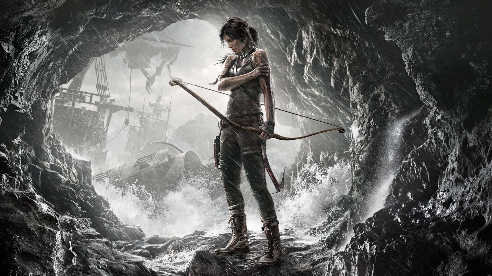 1920x1080 Lara croft tomb raider arrows artwork black hair wallpaper