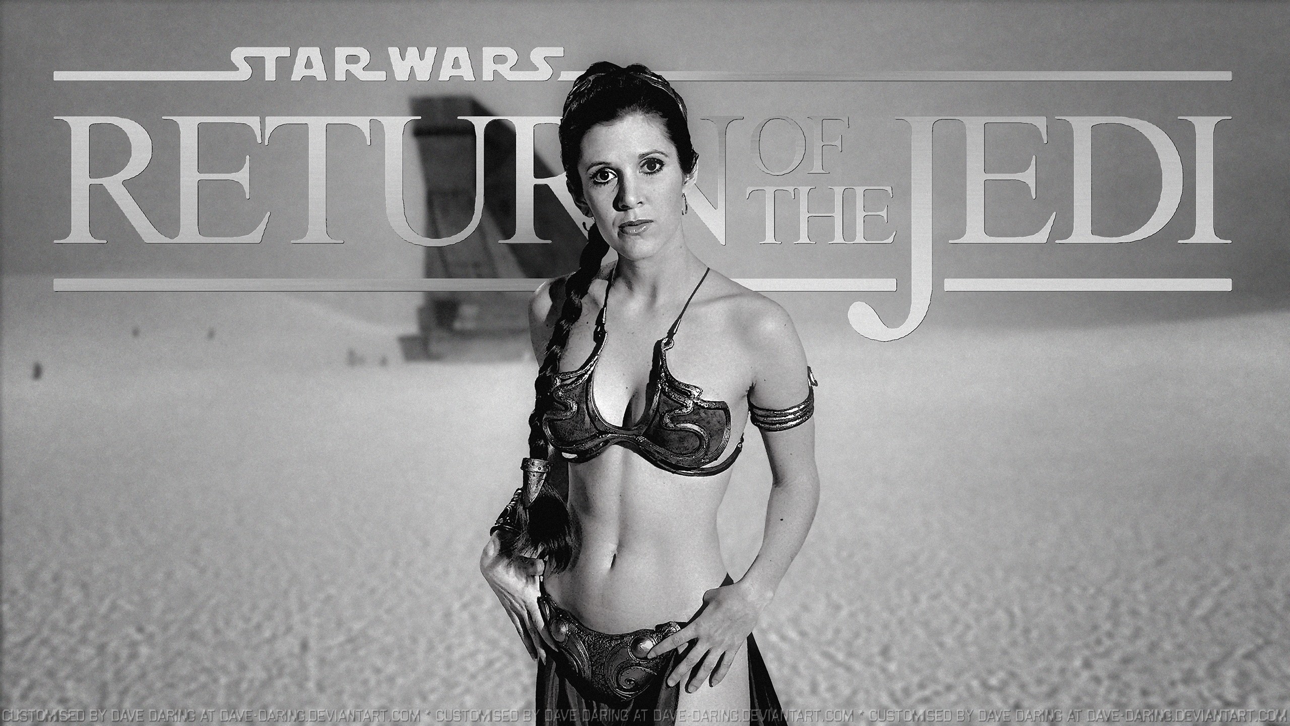 2560x1440 Carrie Fisher as Slave Leia by Dave Daring