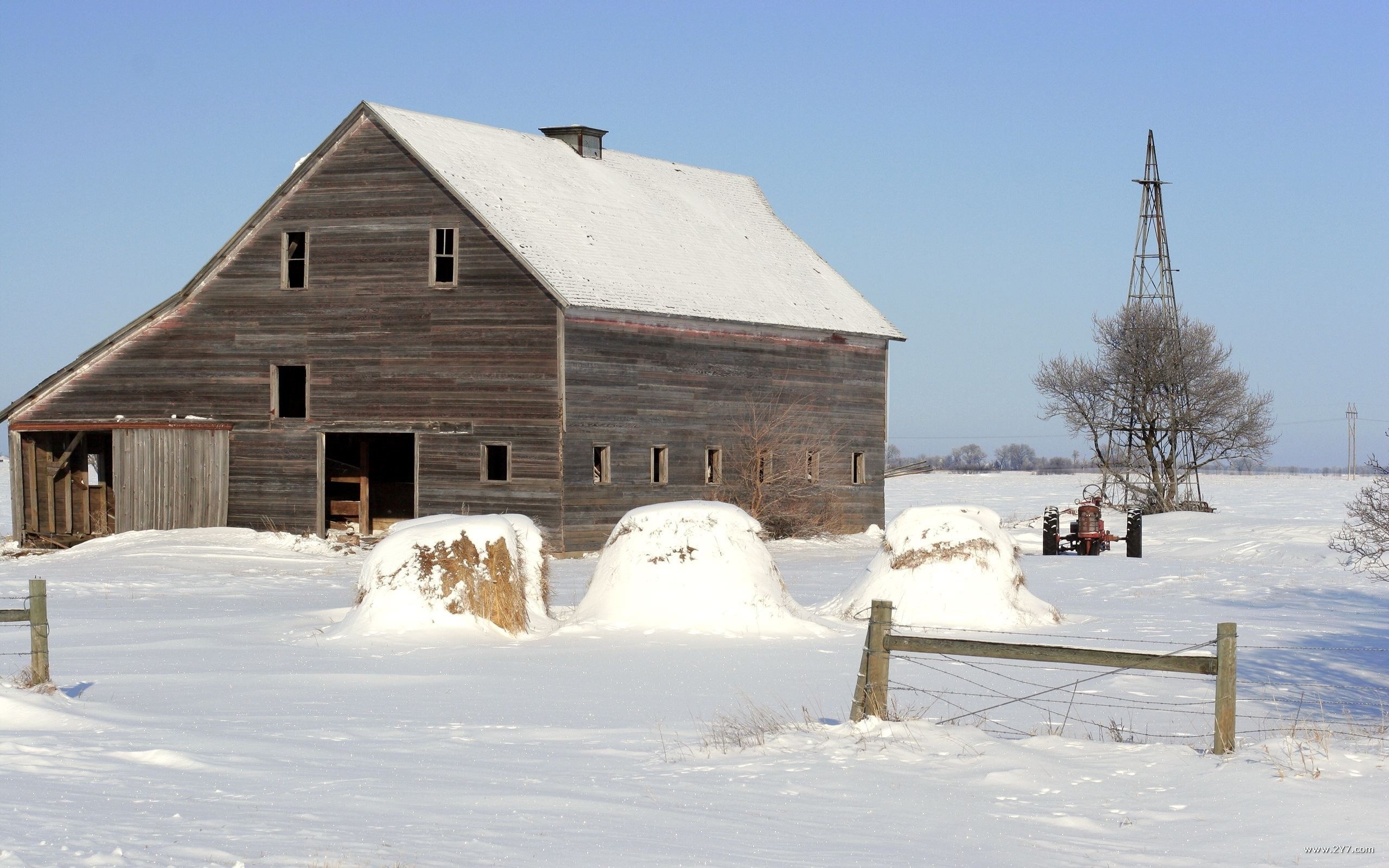 2560x1600 Snow Covered Barn Landscape Wallpaper  Wallpoper 152020 