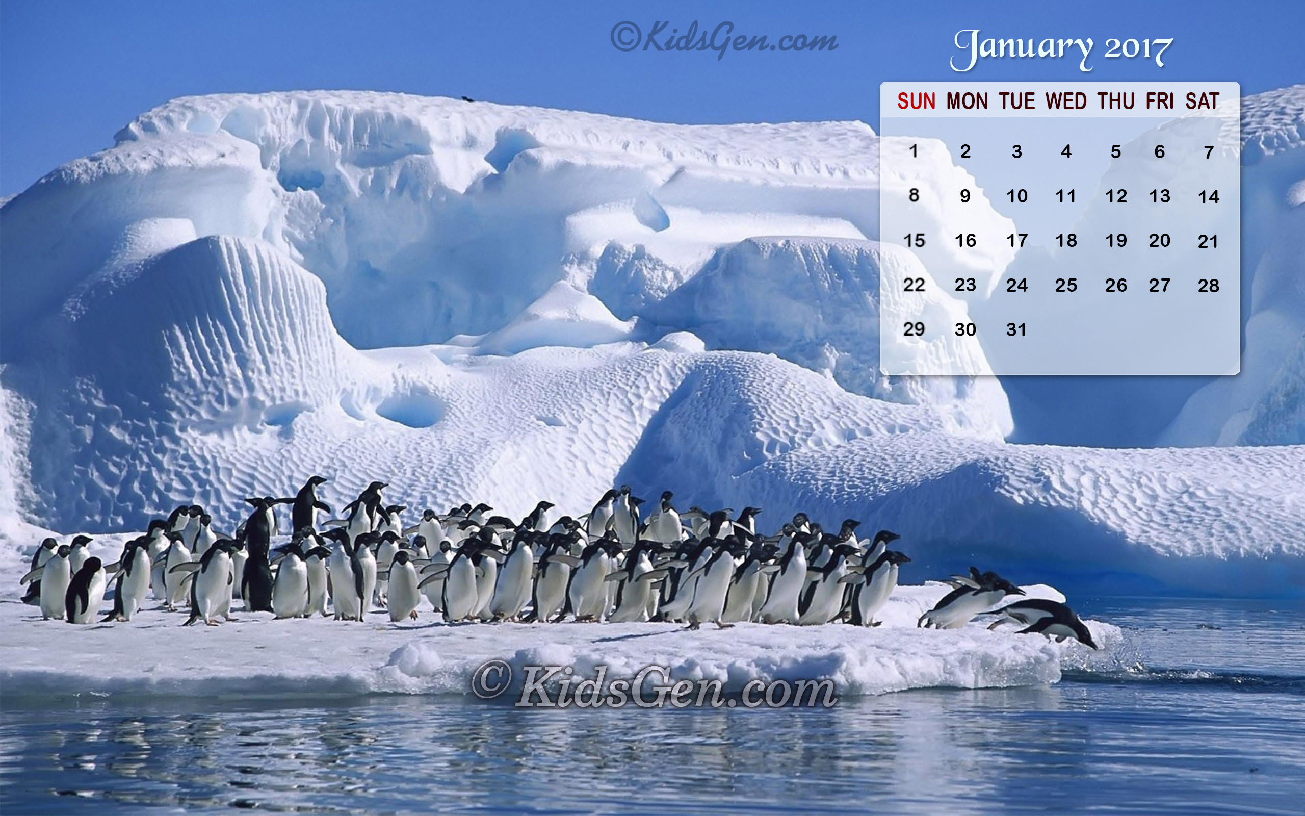 2560x1600 High Definition winter themed calendar wallpaper for 2017