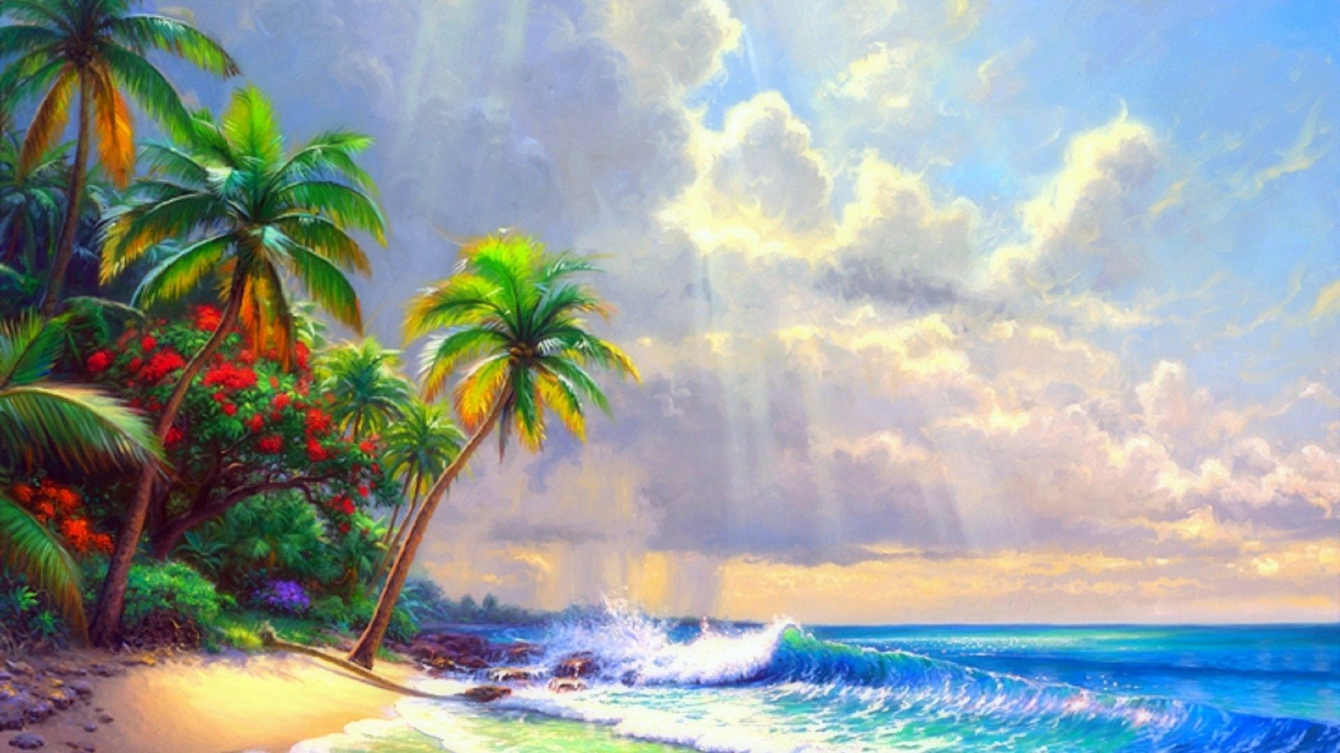 1920x1080 Pre Tag - Sea Paintings Getaways Sky Nature Clearing Bright Beaches  Relaxing Creative Tropical Scenery Clouds