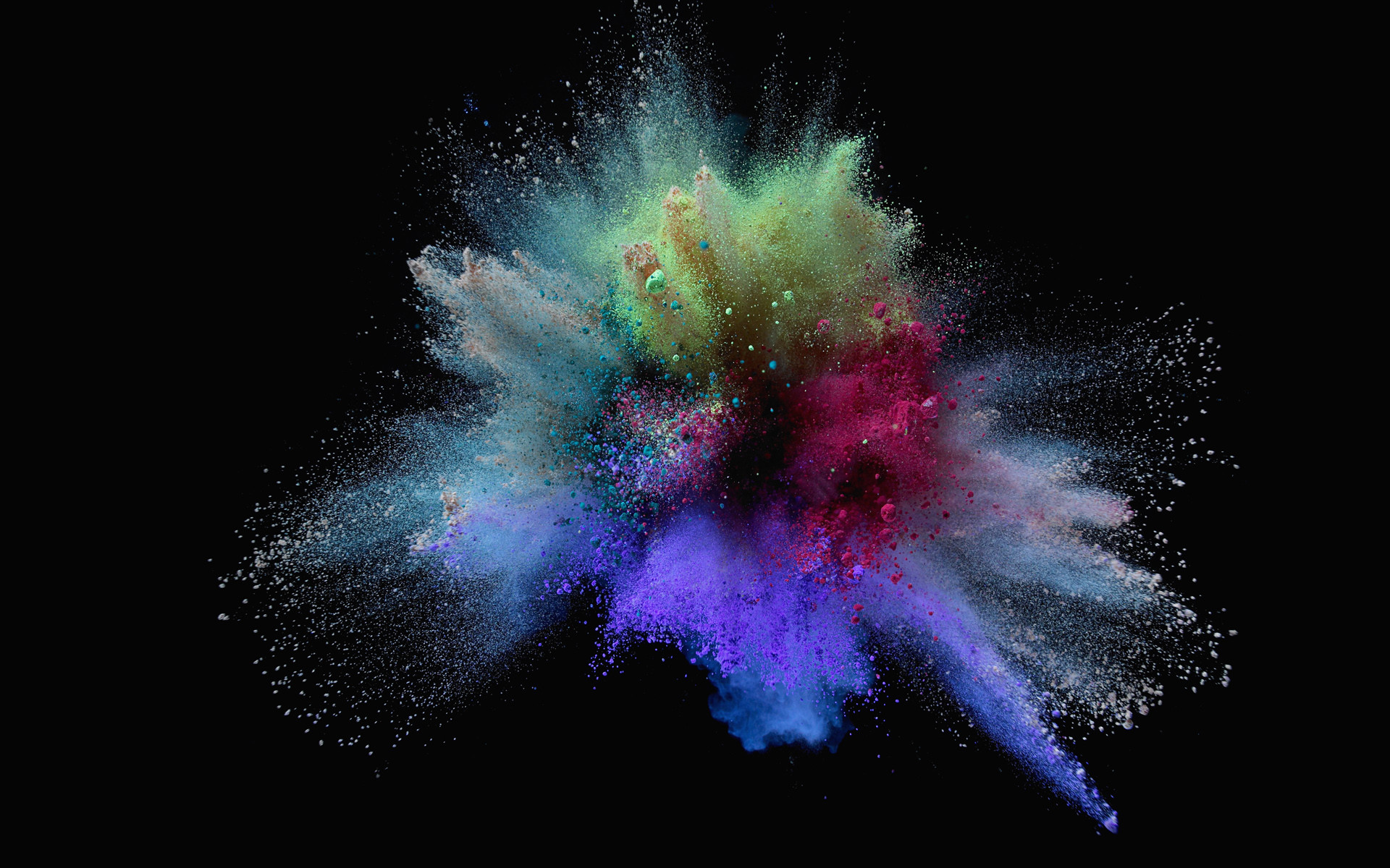 1920x1200 Explosion of colorful sand on black background HD Wallpaper ()
