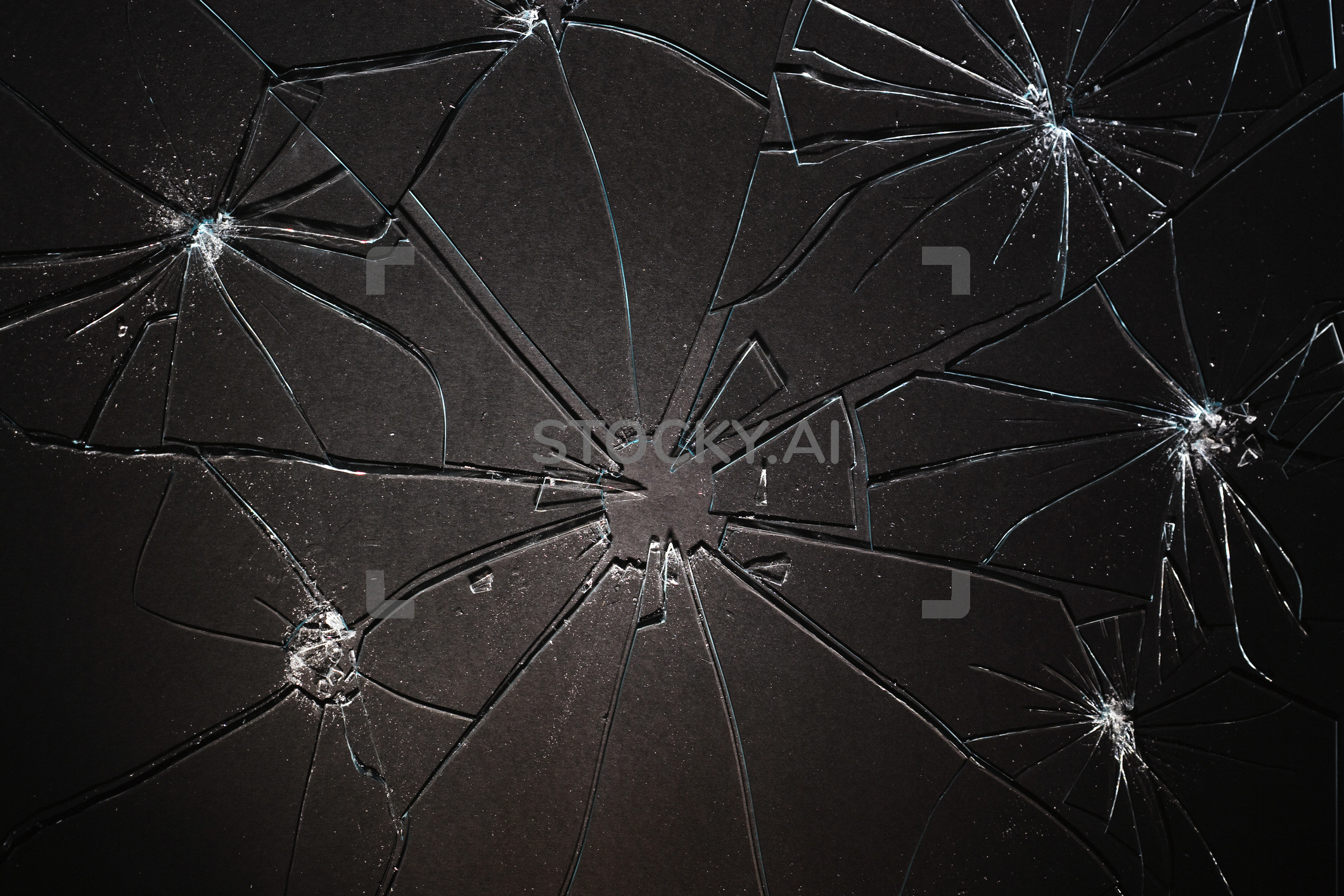2121x1414 Image of Broken glass pieced together on black background