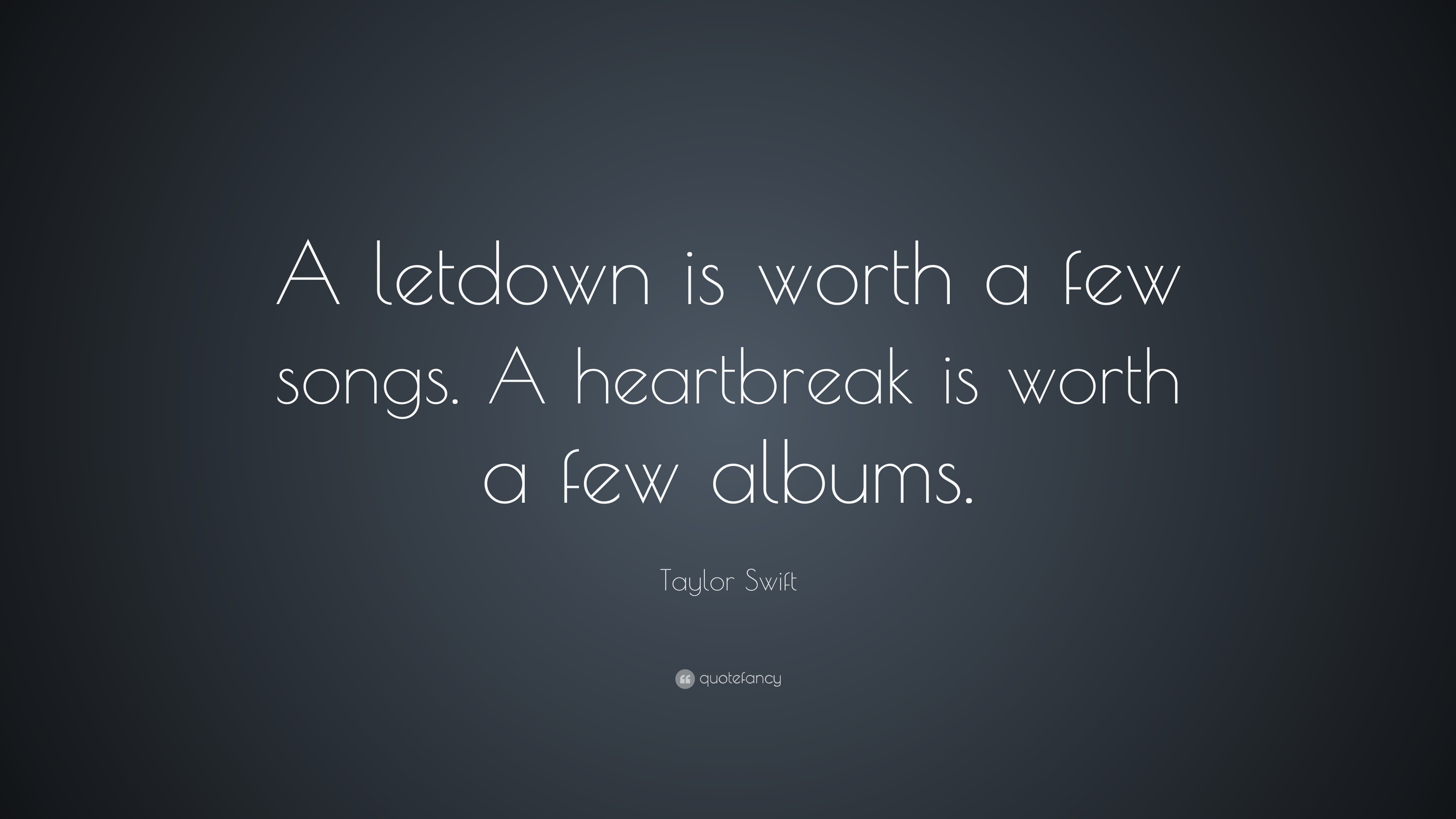 3840x2160 Taylor Swift Quote: “A letdown is worth a few songs. A heartbreak is
