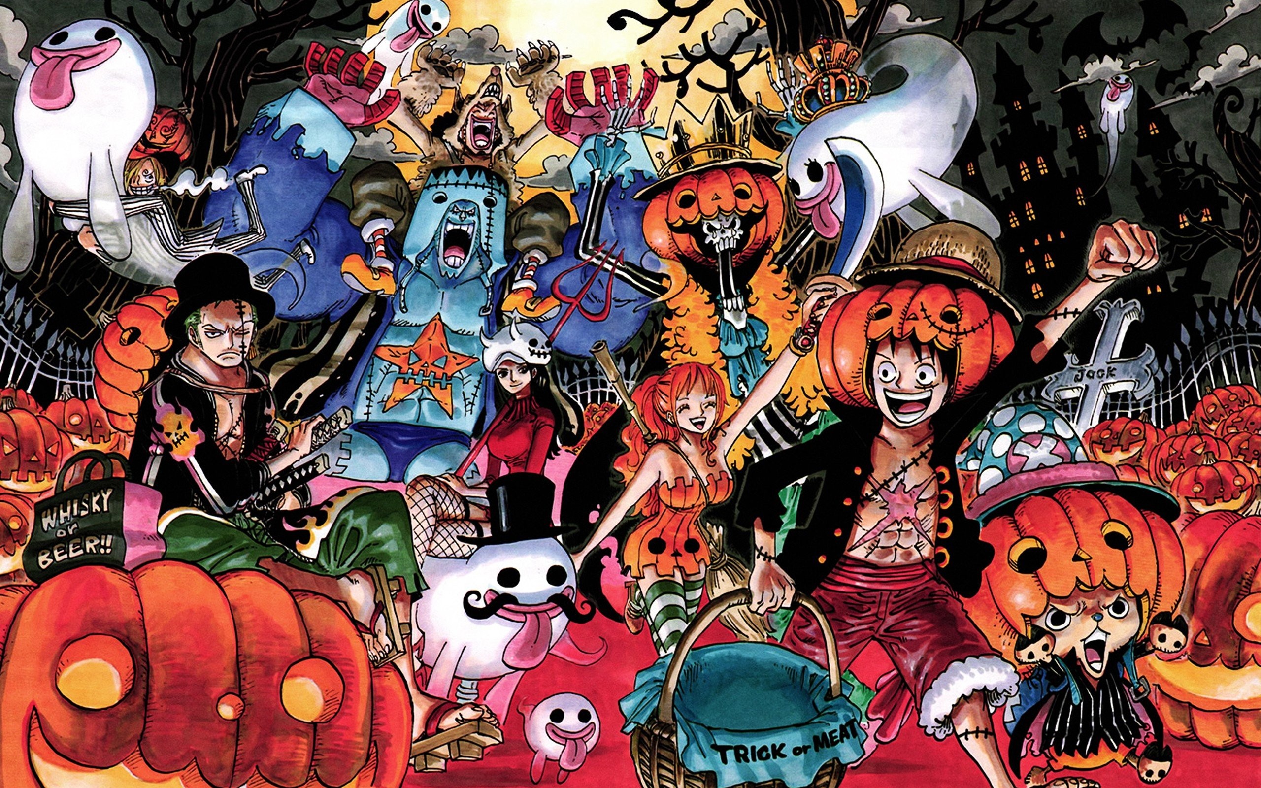 2560x1600 One Piece (anime) Halloween Nico Robin Roronoa Zoro Tony Tony Chopper Brook  (One