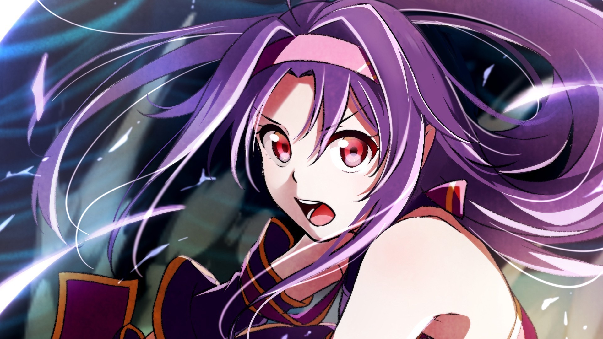 1920x1080 purple Hair, Red Eyes, Anime, Anime Girls, Konno Yuuki, Sword Art Online  Wallpapers HD / Desktop and Mobile Backgrounds