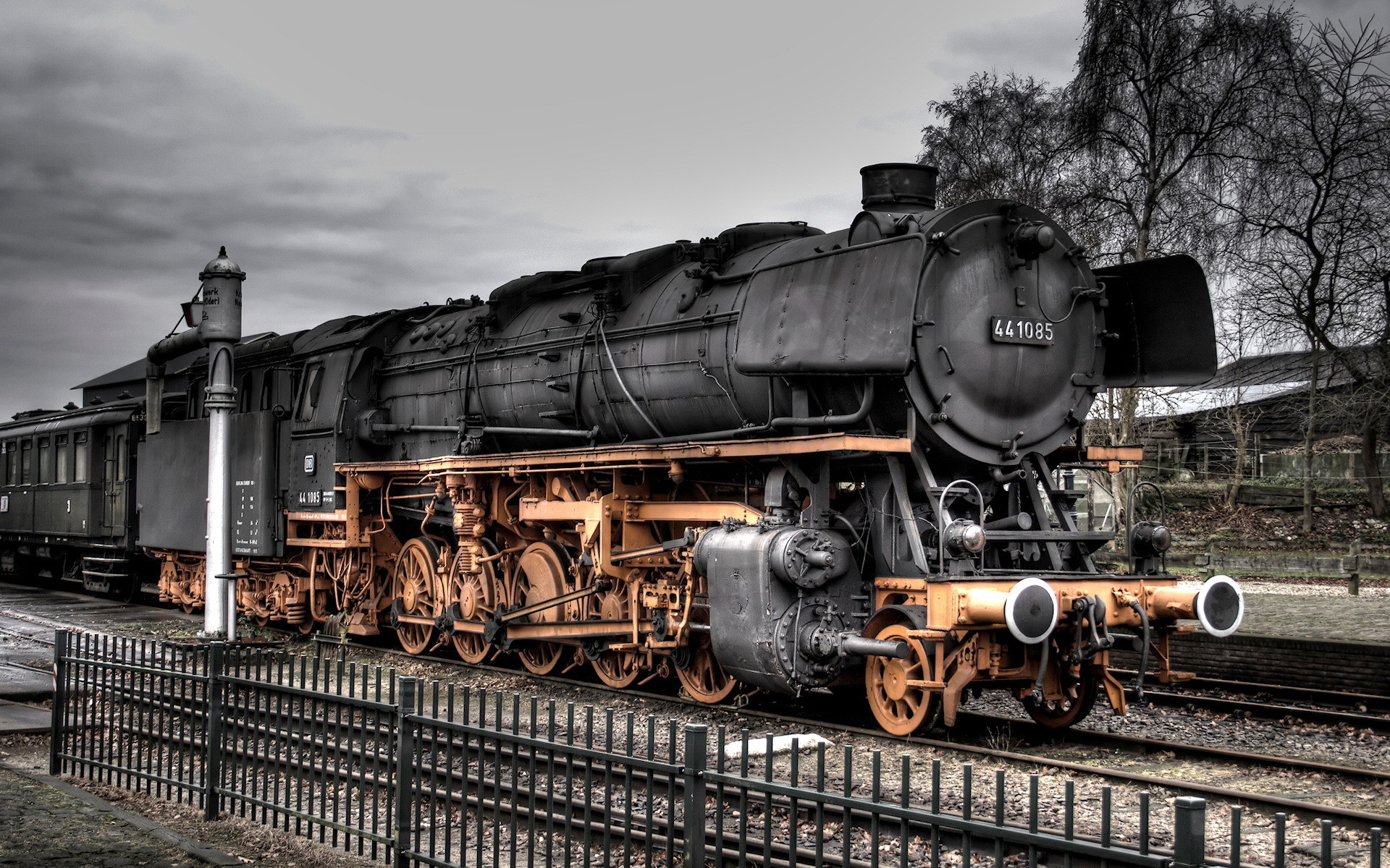 1920x1200 steam engine trains | steam train with colours enhanced into mostly  monochrome but with .