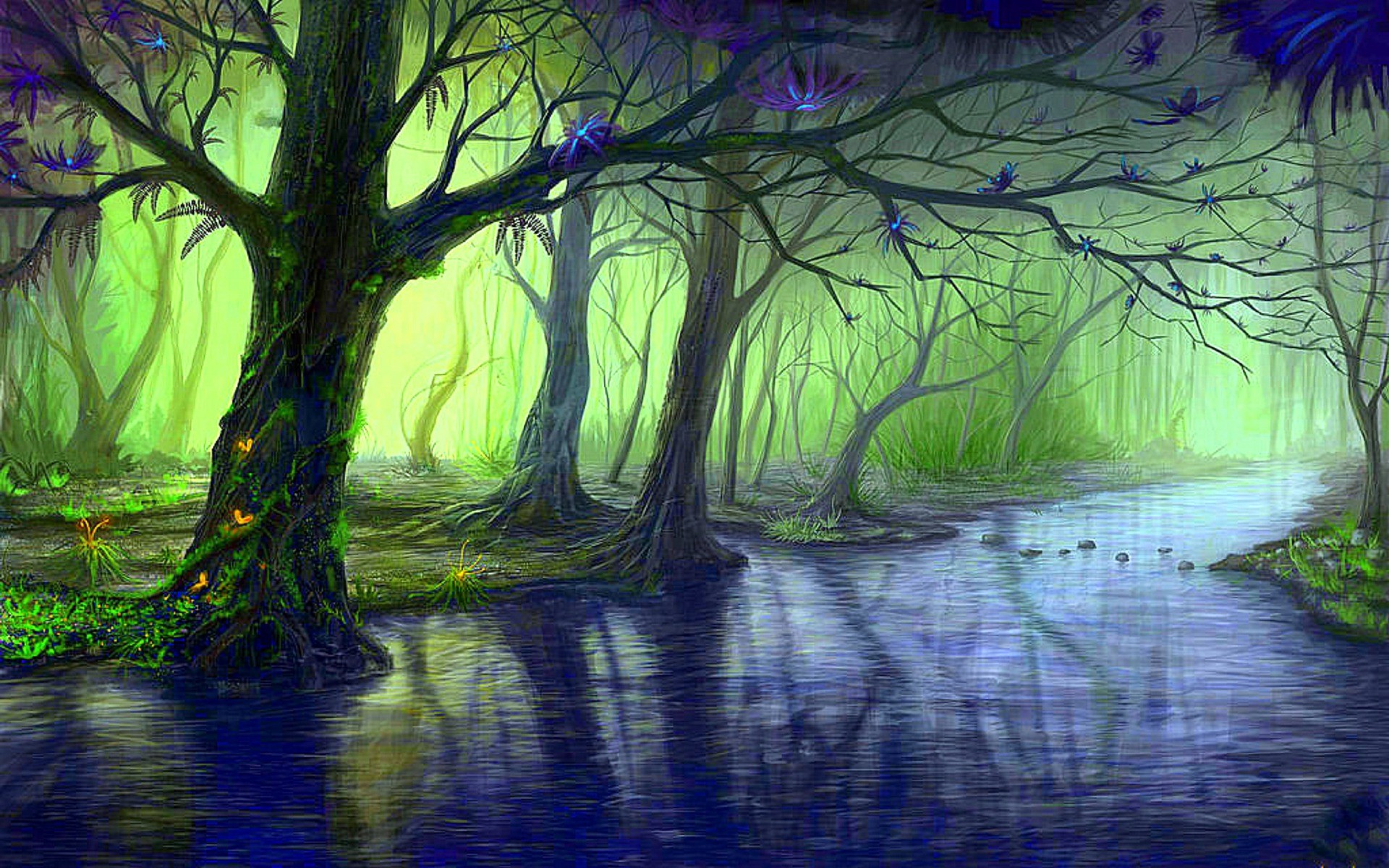 1920x1200 Image: Enchanted Forest & Blue Stream wallpapers and stock photos. Â«