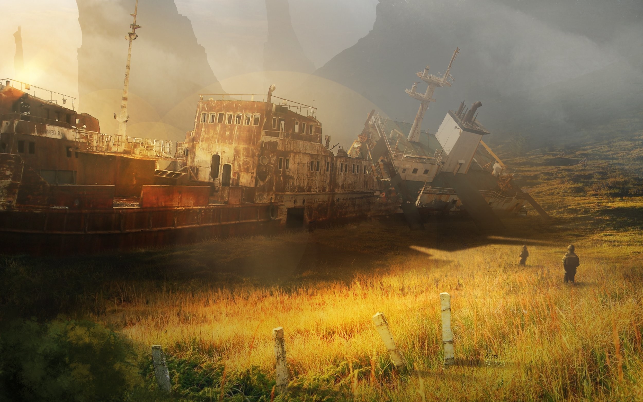 2500x1563 Stalker ship wasteland sci-fi apocalyptic boat wallpaper |  |  247242 | WallpaperUP