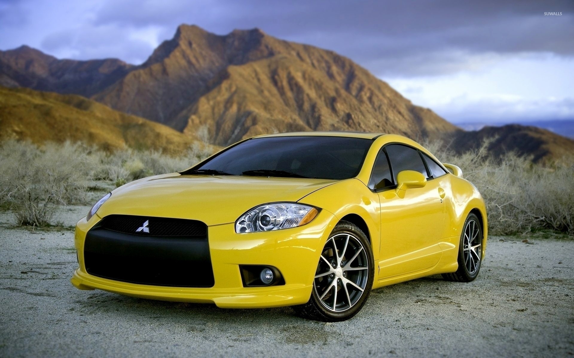 1920x1200 Front view of a yellow Mitsubishi Eclipse wallpaper