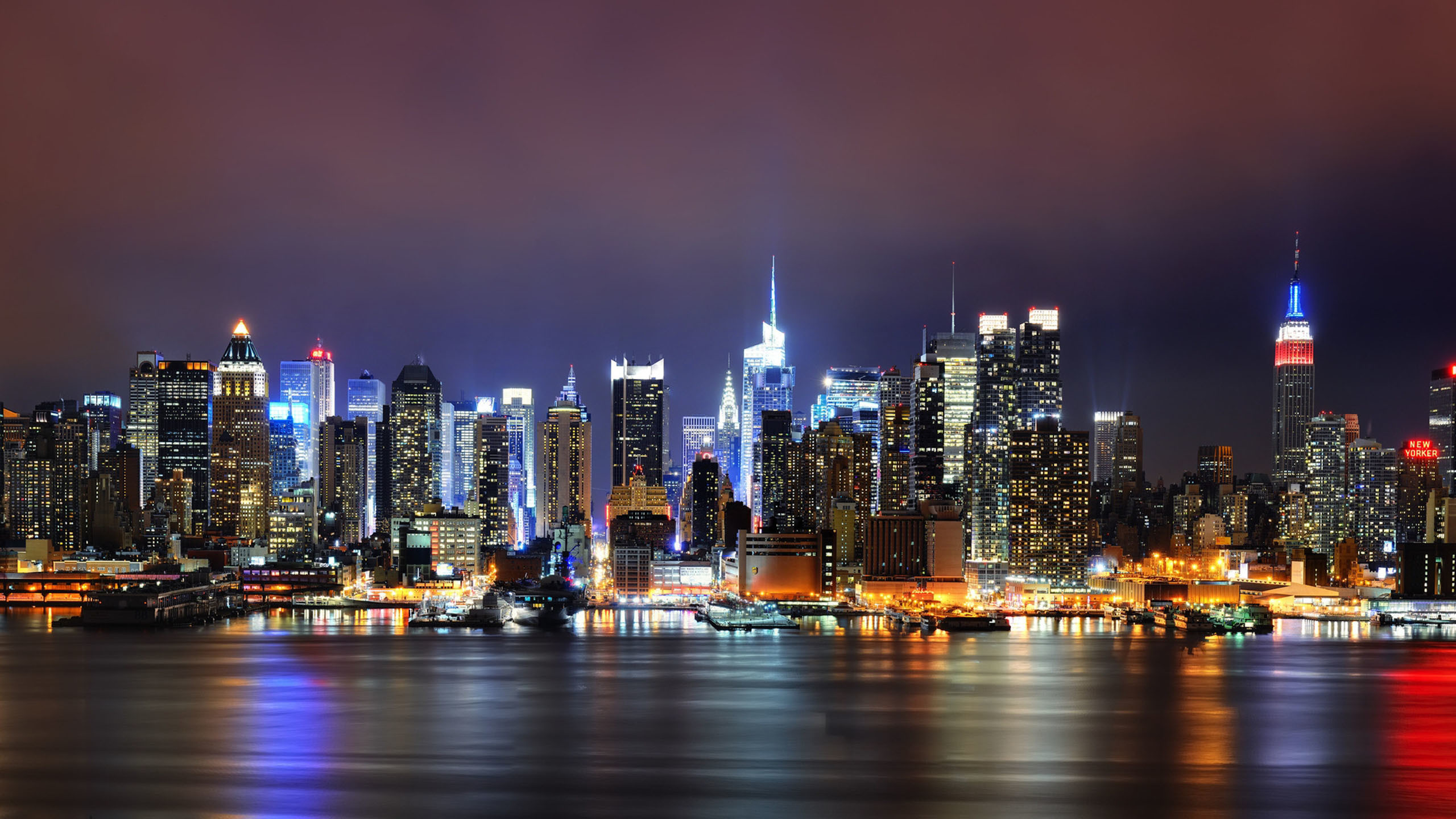 2560x1440 Manhattan Skyline At Night. New York Verrazano Bridge  wallpaper