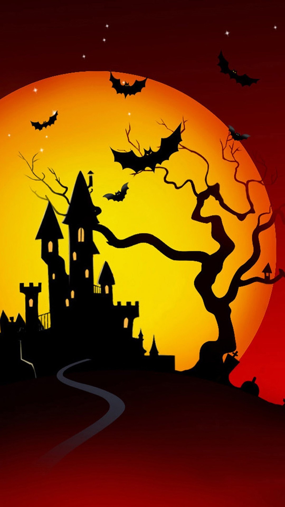 1080x1920 castle halloween wallpaper ; halloween-bats-and-castle-wallpaper-background-